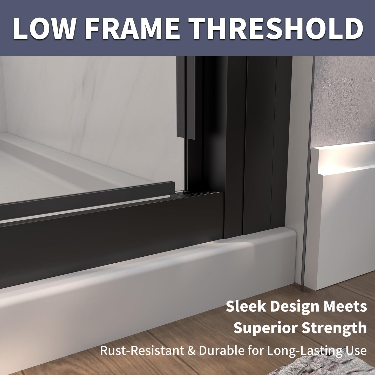 56"-60" W x 70" H Tri-Fold Sliding Shower Door, 1/4" (6mm) Clear SGCC Tempered Glass Shower Door with Easy-Clean Coating, 32 1/8" Walk-in, No-Cutting Adjustment, Reversible Installation, Matte Black