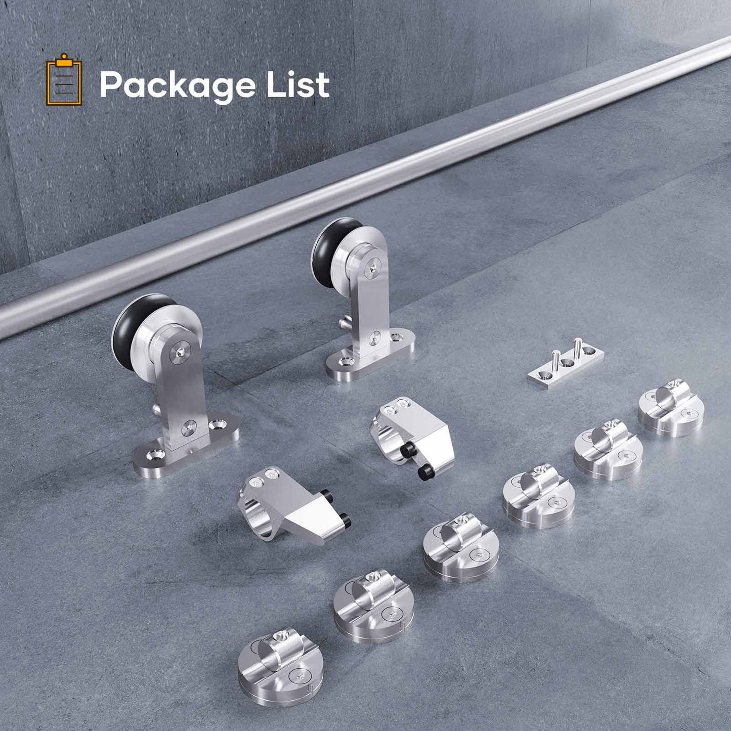 EaseLife 8 FT Top Mount Stainless Steel Sliding Barn Door Hardware Track Kit,Modern,Heavy Duty,Anti-Rust,Slide Smoothly Quietly,Easy Install (8FT Track Kit for 40"~48" Wide Single Door)