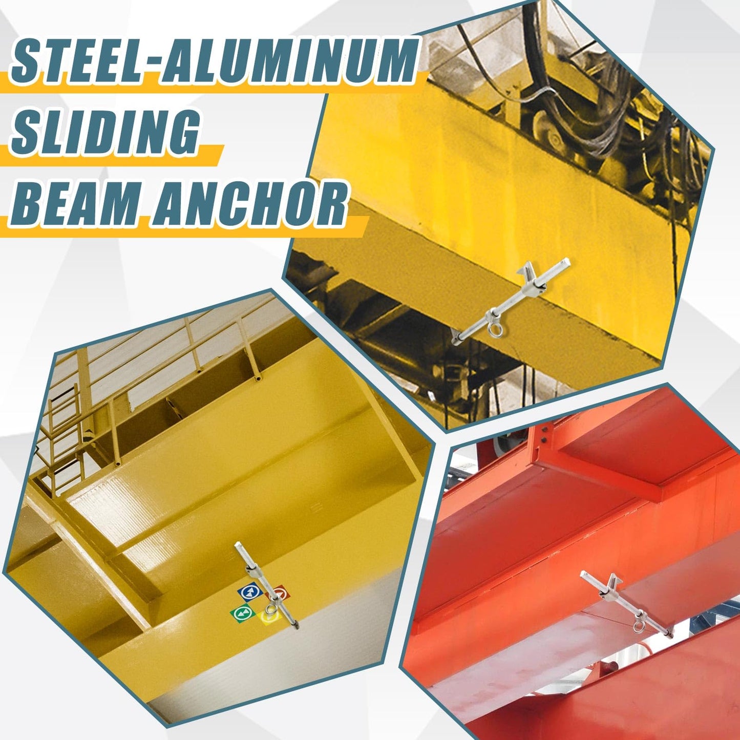 Zonon Steel-aluminum Sliding Horizontal Beam Anchor, Fall Protection Adjustable Beam Anchor Suitable for 2.9 to 18.9 Inch I-beams or H-beams with a Thickness up to 1.18 Inches