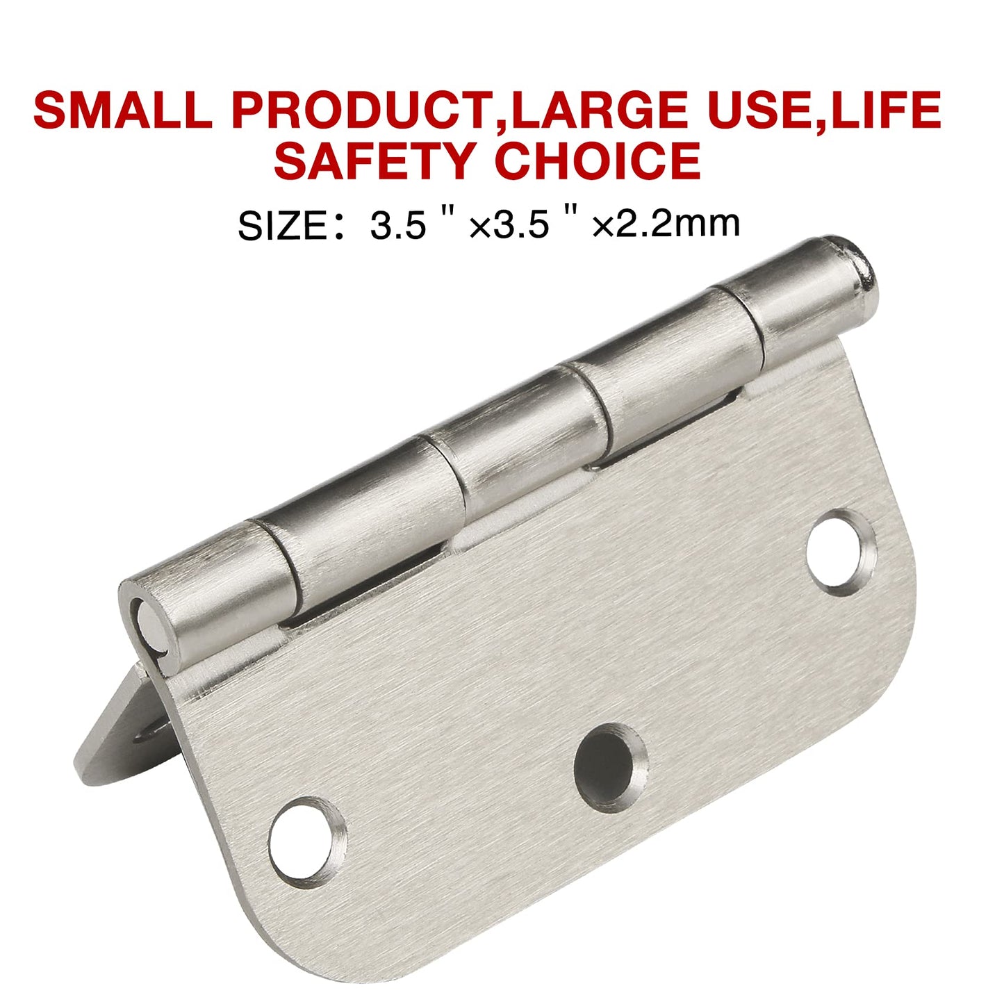 Door Hinge 3 1/2" 18 Pack Rounded Door Hinges Satin/Brushed Nickel 3.5" x 3.5 Inch Hinges for Doors Interior 5/8" Radius Corners Residential Silver Heavy Duty Steel,Reversible Removable Pin Hinge KIW