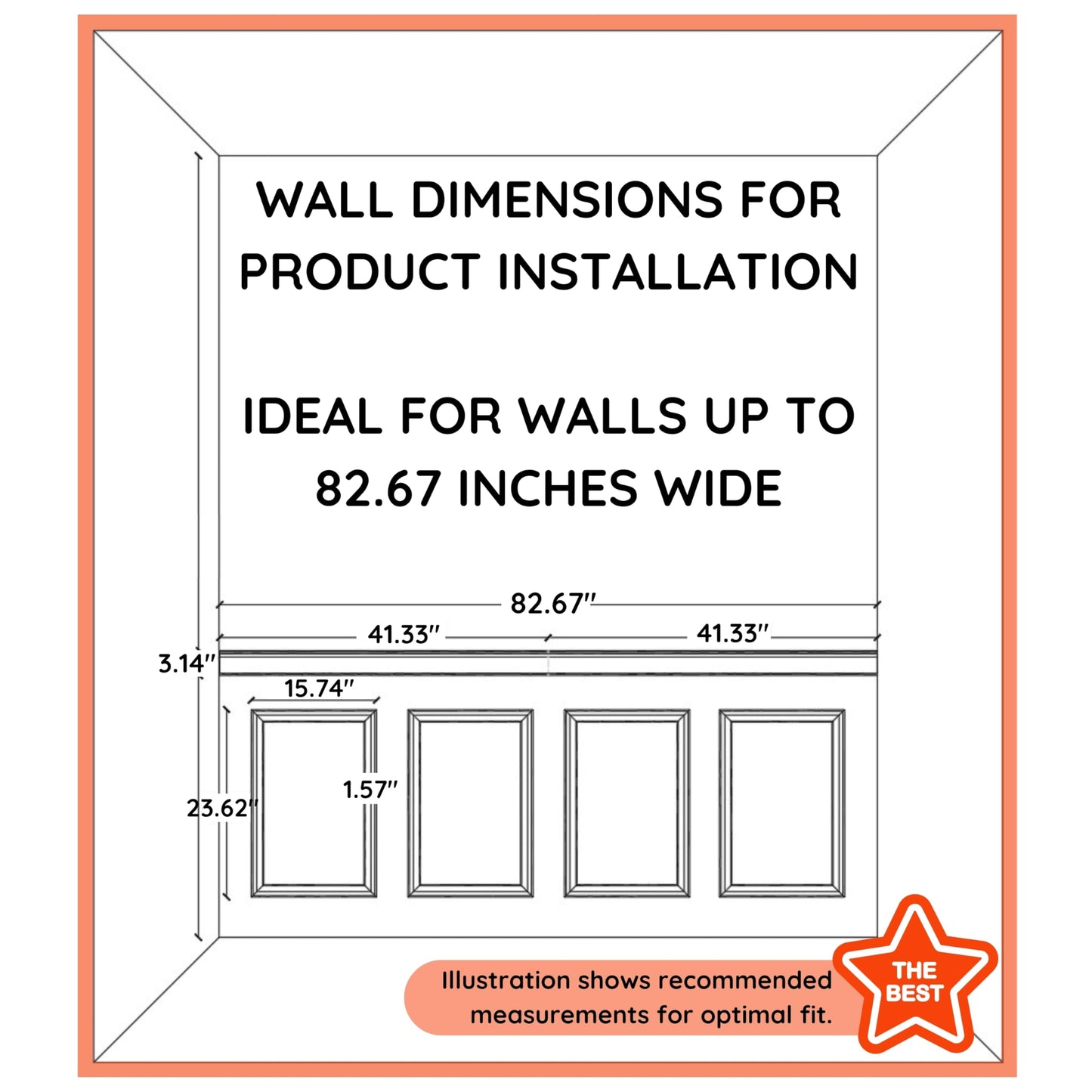 Wainscoting Panels - Peel and Stick 4 Bottom Frame | Enhance Your Home with Elegance Using Wall Panels for Interior Wall Decor | Wainscotting Wall Panel Kit for Luxury Upgrade | Decorative Wall Panels