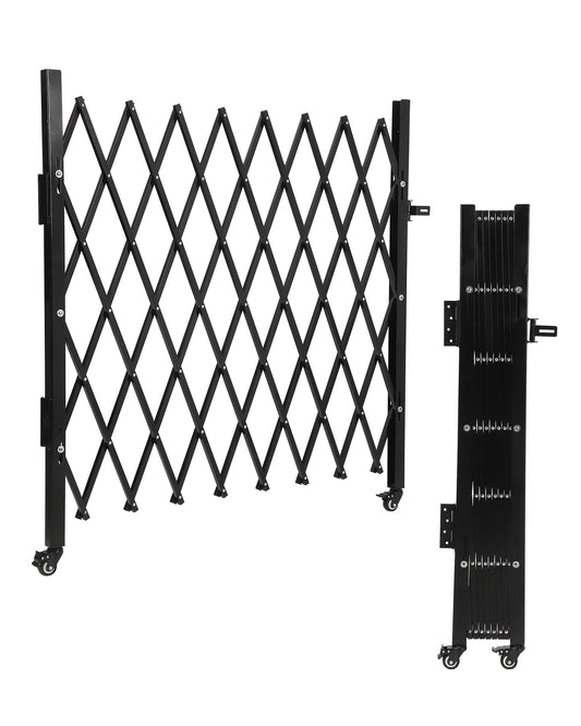 Single Folding Security Gate, 85" H x 85" W Flexible Expanding Security Gate, Folding Driveway Door Gate, Aluminum Security Gate, 360°Rolling Barricade Gate, Scissor Gate or Door, Black