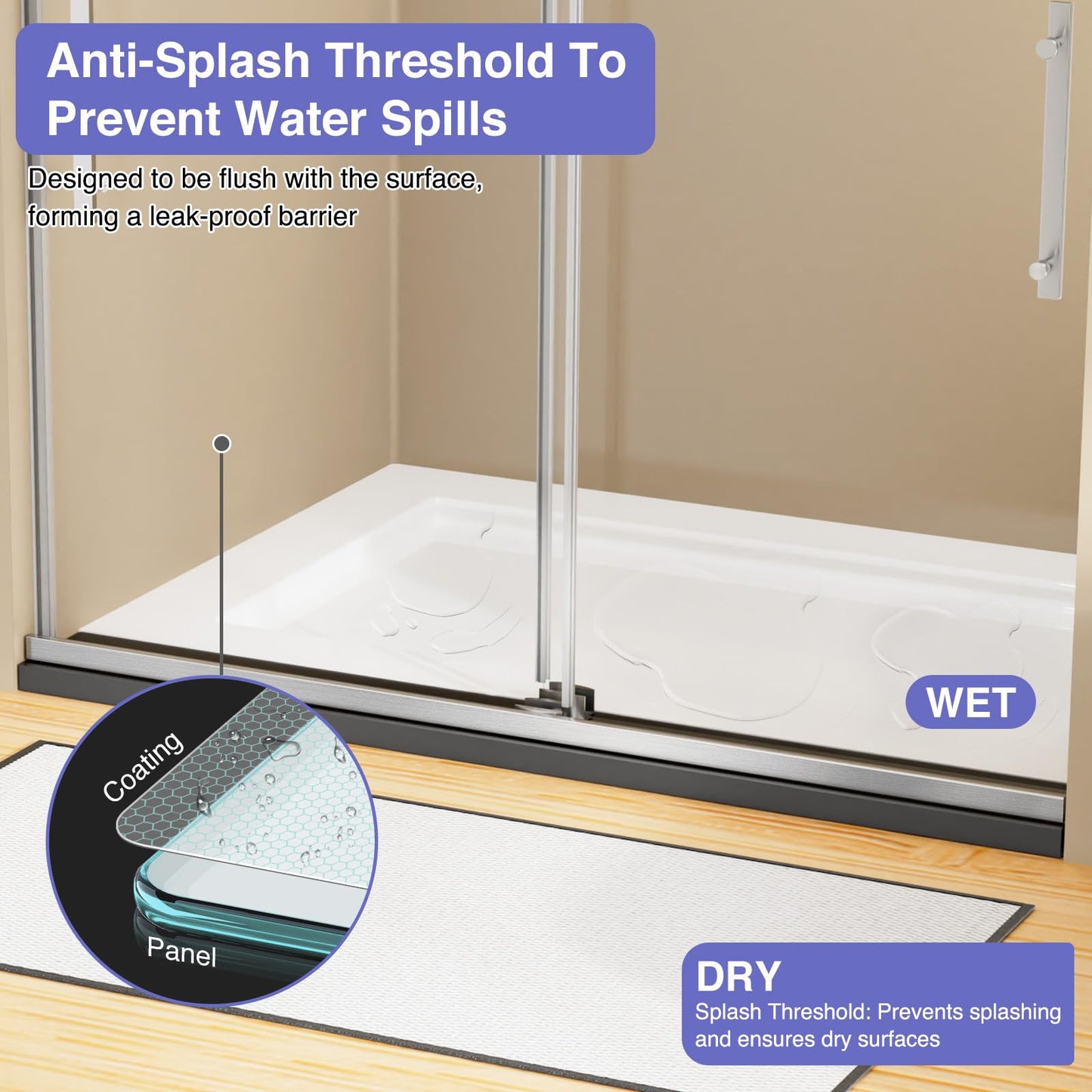 AVKENOEDY Shower Door,60" W x 76" H Frameless Shower Door,Double Sliding Shower Door with Premium 3/8" (10mm) Thick Tempered Glass, Stainless Steel, Brushed Nickel
