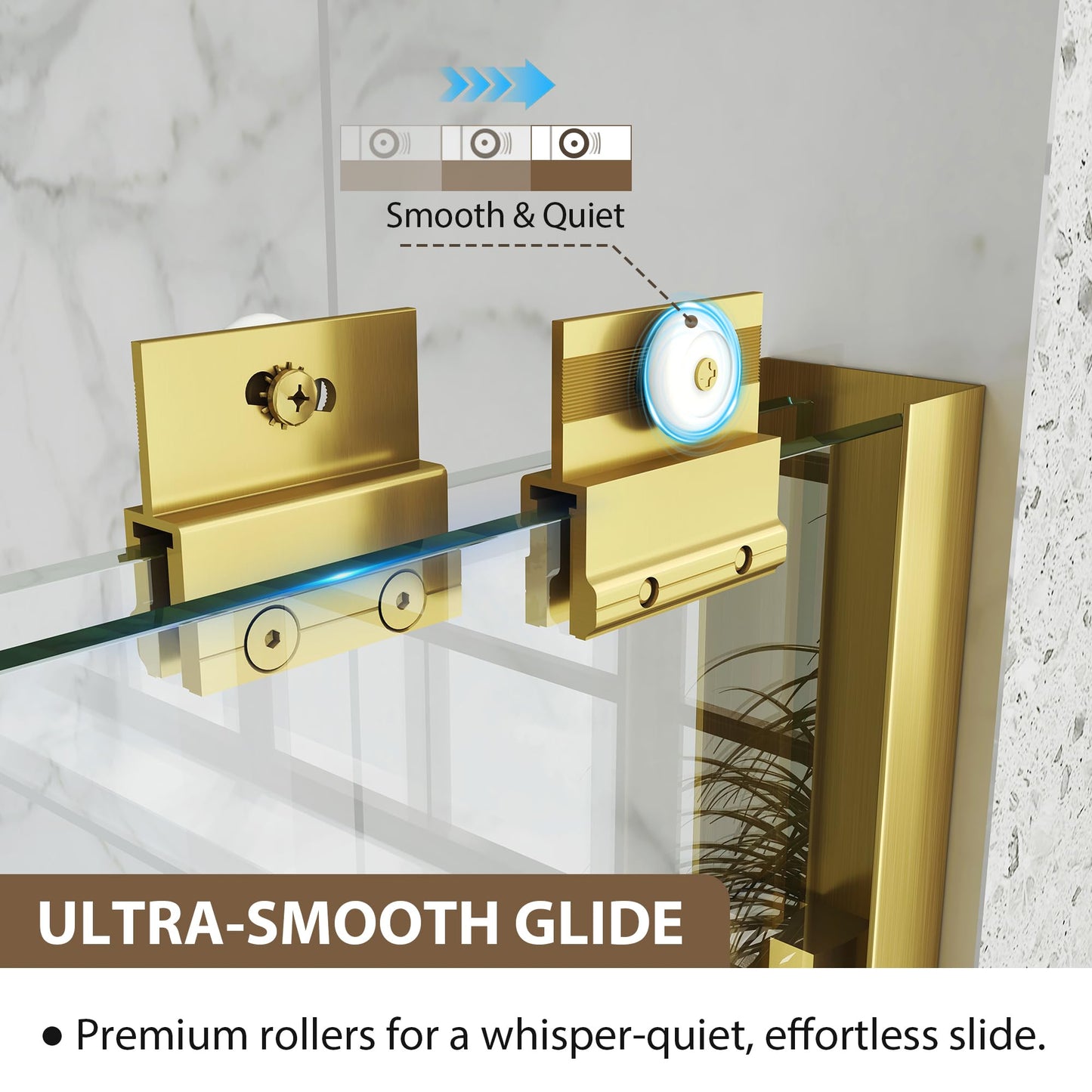 Double Sliding Shower Door 67-72" W x 72" H,Semi-Frameless Glass Shower Door with Nano Explosion-Proof Safety Film, 1/4"(6mm) Tempered Glass,Easy-Clean Bypass Walk-in Shower Door,Brushed Gold