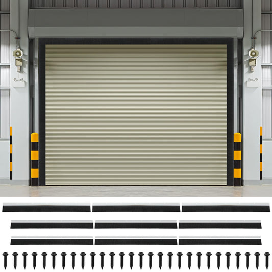 DoubleFill 12 x 10 ft Garage Door Brush Seal Kit, 3 Inch Roll up Door Seal with Aluminum Track, Heavy Duty Nylon Brush for Commercial Doors, Warehouse Barn, Energy Saving, Pest Proof, Black