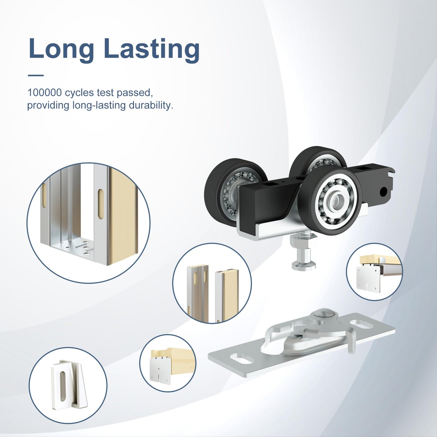 JUBEST 2 Set Pocket Door Frame Kits with 220LBS Two-Way Soft-Close Mechanism, Easy to Install Pocket Door Kit, for Double Door 48" to 72"x80", Durable and Stylish Hidden Door Kit, Smoothly and Quietly