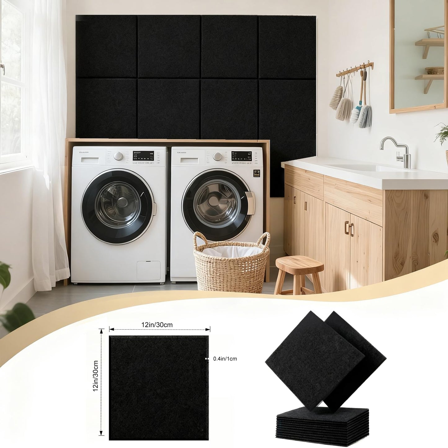 12Pack Acoustic Wall Panels Panels High Density Sound Dampening Panels 0.4" x 12" x 12" Square Acoustic Panels for Home Office Recoding Studio with self Adhesive Acoustic Panels.