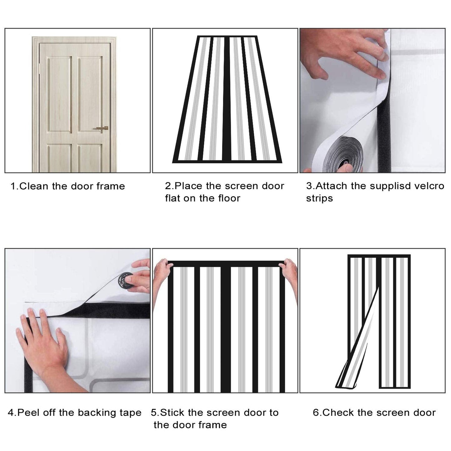 Insulated Door Curtain, Magnetic Thermal Door Cover Screen Door Self-Closing Privacy Magnetic Screen Door Hands Free for Patio, Kitchen, Bedroom, Air Conditioner Room, Fits Doors up to 36" x 82",Black