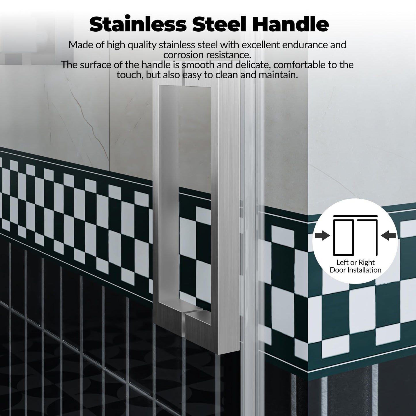 60" x 59" Frameless Sliding Tub Door – Brushed Stainless Steel Round Rail, 8mm Tempered Glass with Easy Clean Coating, Heavy Duty Roller System for Bathtub