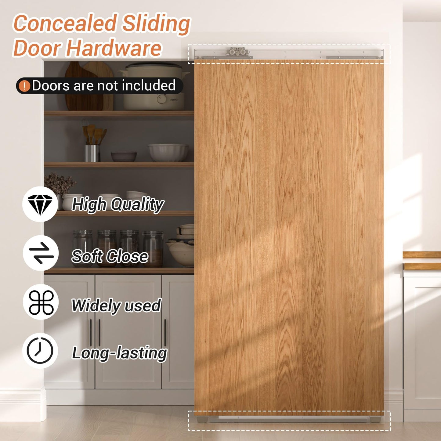 AONAYIOA 48" Concealed Sliding Barn Door Hardware with Soft Close Mechanism,Aluminum Hidden Barn Door Hardware Kit,Wall Mount no Floor Track Fits Opening Width 25"-40"(Door not Included)