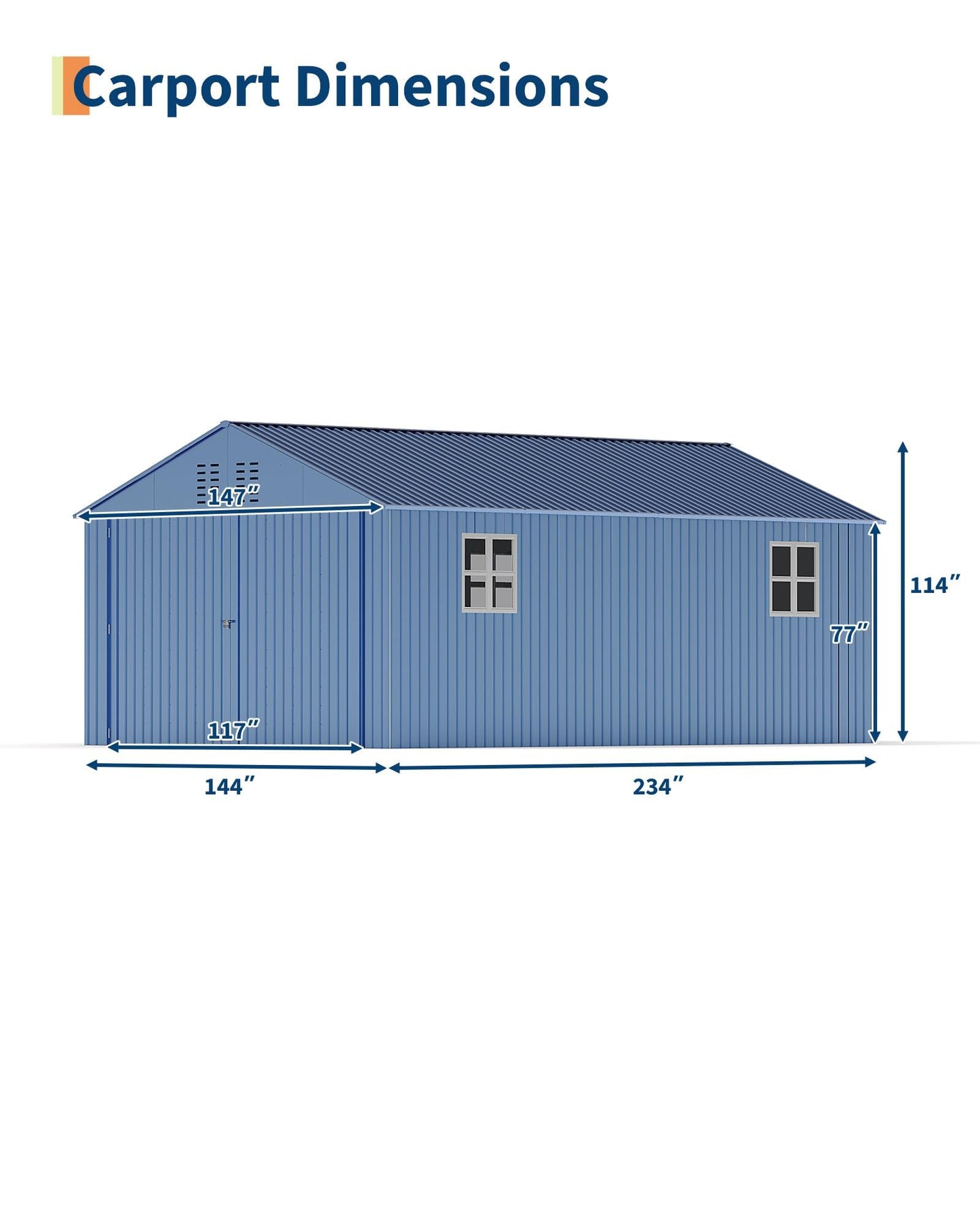 GarveeLife 12x20 ft Metal Carport, Enclosed Car Port with Reinforced Frame and Steel Roof for All-Weather Use, Metal Garage Shed for Full-Sized Pickup Trucks