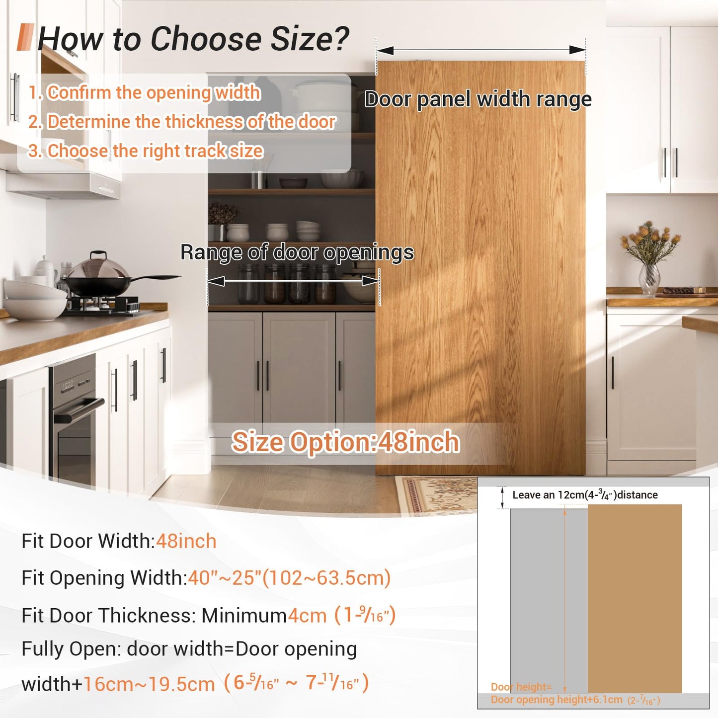AONAYIOA 48" Concealed Sliding Barn Door Hardware with Soft Close Mechanism,Aluminum Hidden Barn Door Hardware Kit,Wall Mount no Floor Track Fits Opening Width 25"-40"(Door not Included)