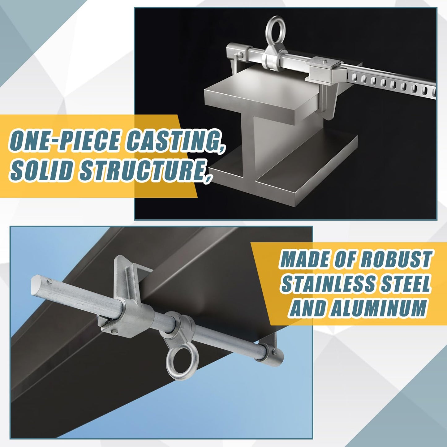 Zonon Steel-aluminum Sliding Horizontal Beam Anchor, Fall Protection Adjustable Beam Anchor Suitable for 2.9 to 18.9 Inch I-beams or H-beams with a Thickness up to 1.18 Inches