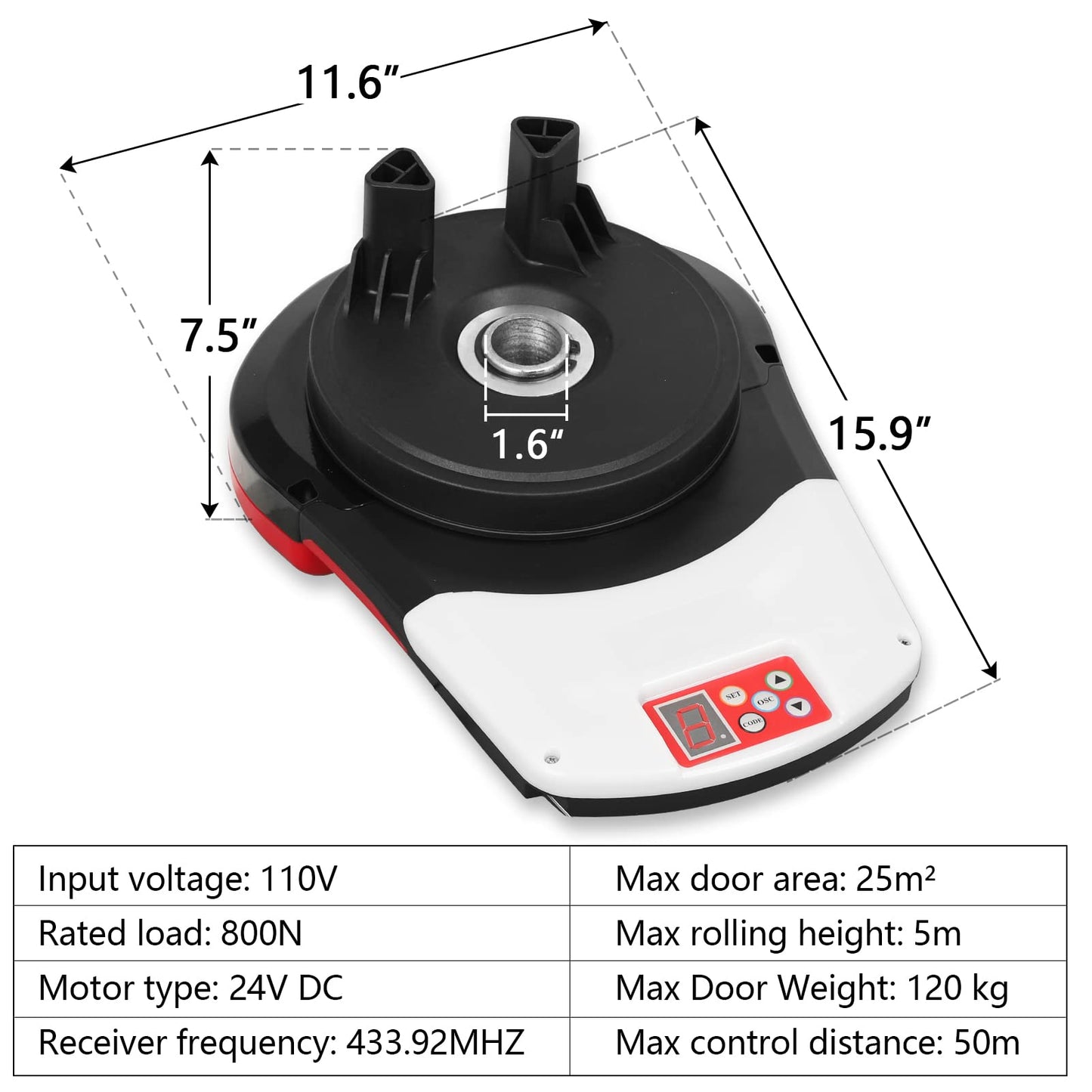 DIYAREA Roll Up Garage Door Opener with Remote,110V 50 Decibel Automatic Rolling Gate Opener,24V DC Roller Door Opener for Garage Warehouse Store Barn Farm-Not Fit Flap,Wall Mounted Garage Door (ERDO)