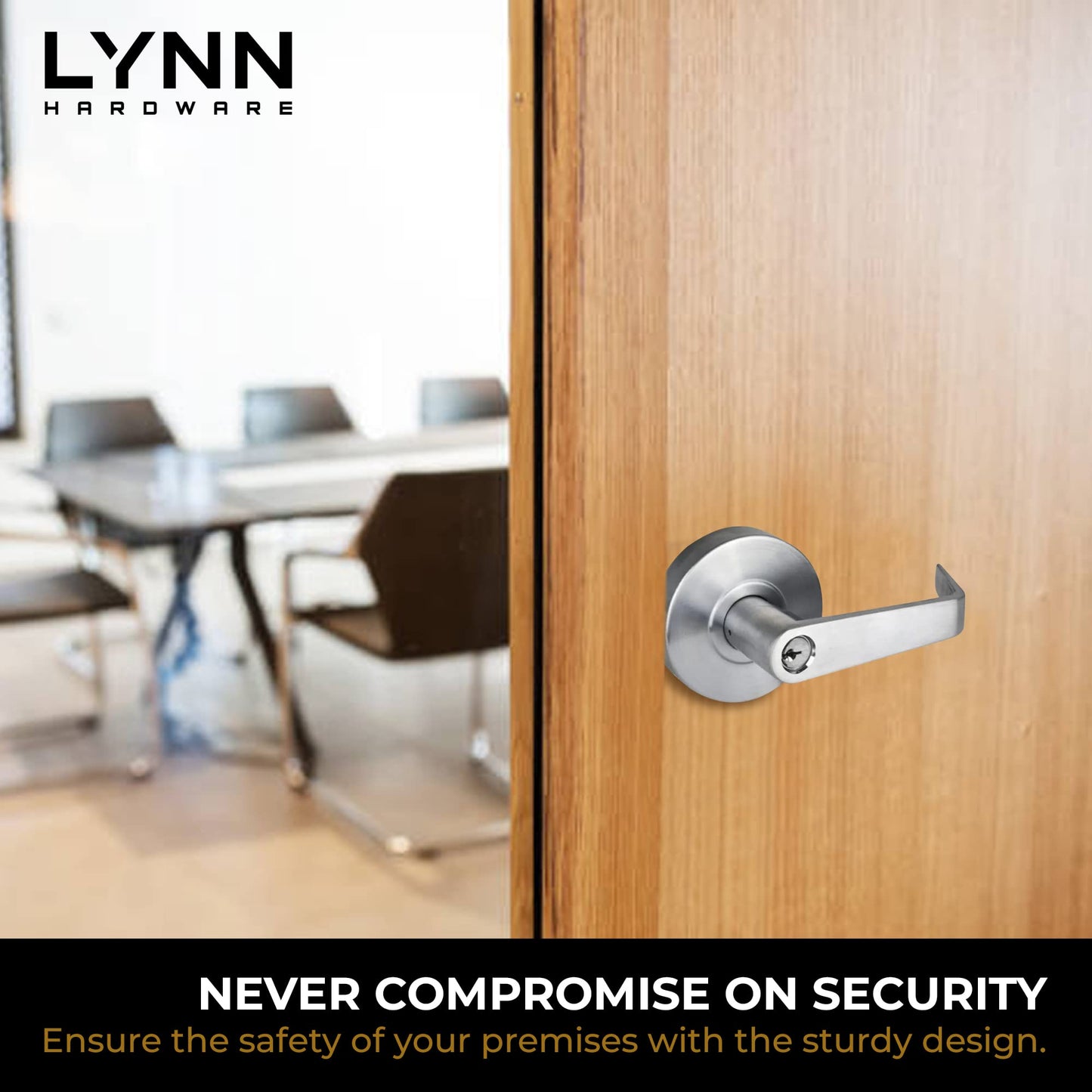 LYNN HARDWARE - Entrance - Commercial Door Lock - Heavy-Duty Designer Handles for Doors - Durable Grade 2 Indoor Locks for Doors - Cylindrical Door Handle Lock - ADA Compliant - Satin Chrome
