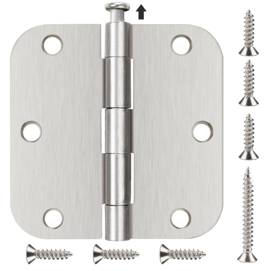 6 Pack Nickel Door Hinges Brushed Nickel 3-1/2 Interior Door Hinges Satin Nickel 3.5 Inch x 3.5"with 5/8"Radius Corners 3 ½"Silver Bedroom Residential Doors for Hinges Flat Indoor Door Hinge Hardware