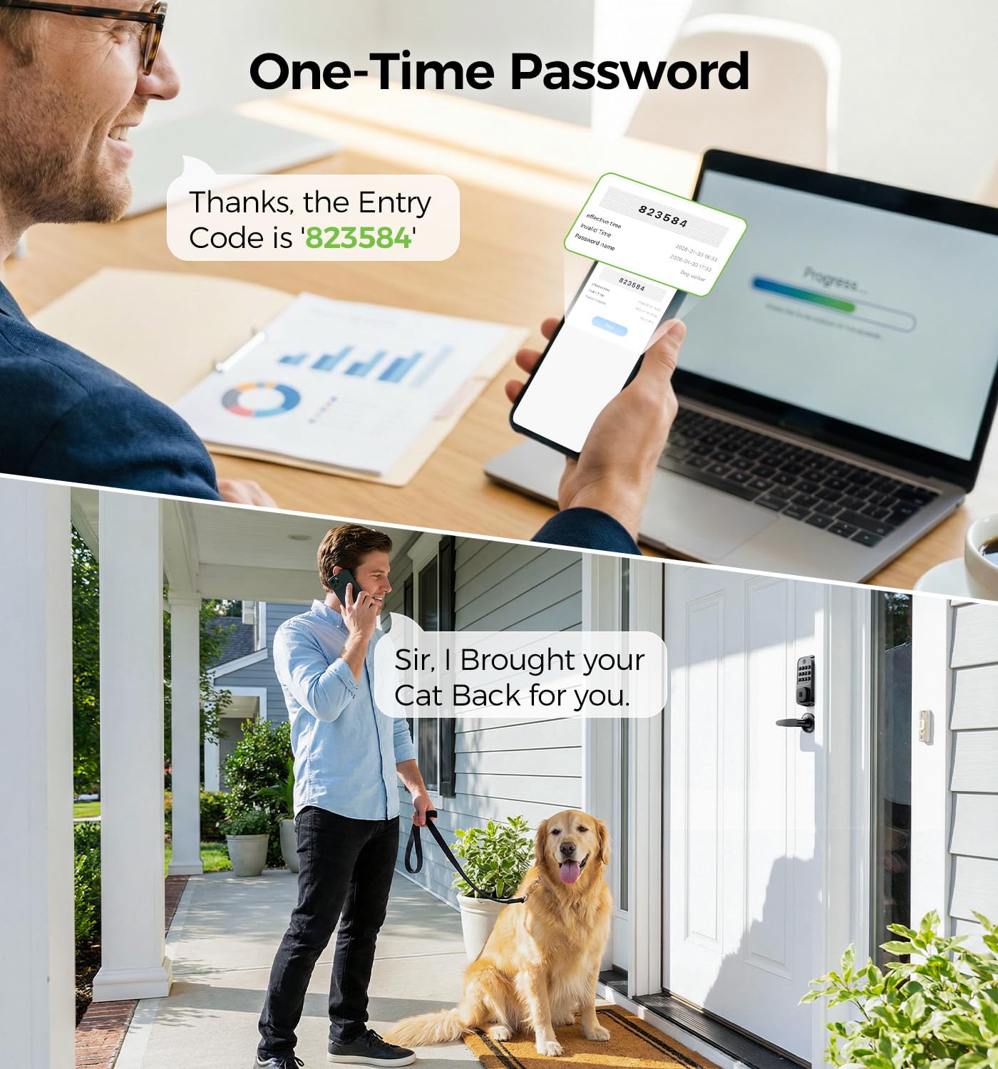WiFi Smart Door Locks for Front Door Lock Set, Keyless Entry Door Lock Deadbolt with Handle Set, Smart Deadbolt Lock with Alexa & Google Assistant, APP Control, Voice& Fingerprint Unlock, Auto Locking