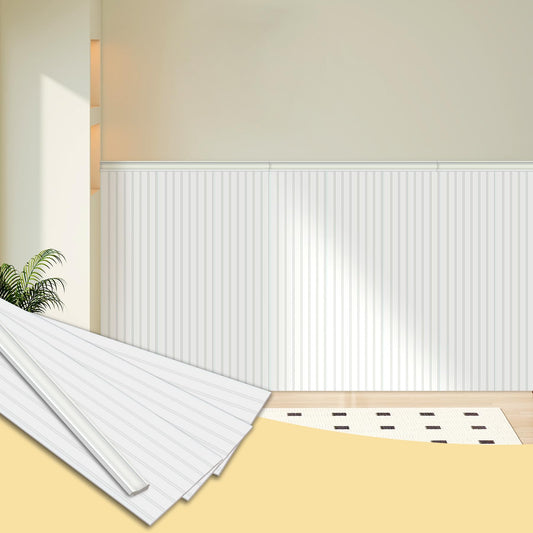 Trimold Premade Board-and-Batten Wainscoting Kit - Ready to Assemble Cover 118" x 39.4", Paintable Panel Molding Trim Slats for Accent Wall
