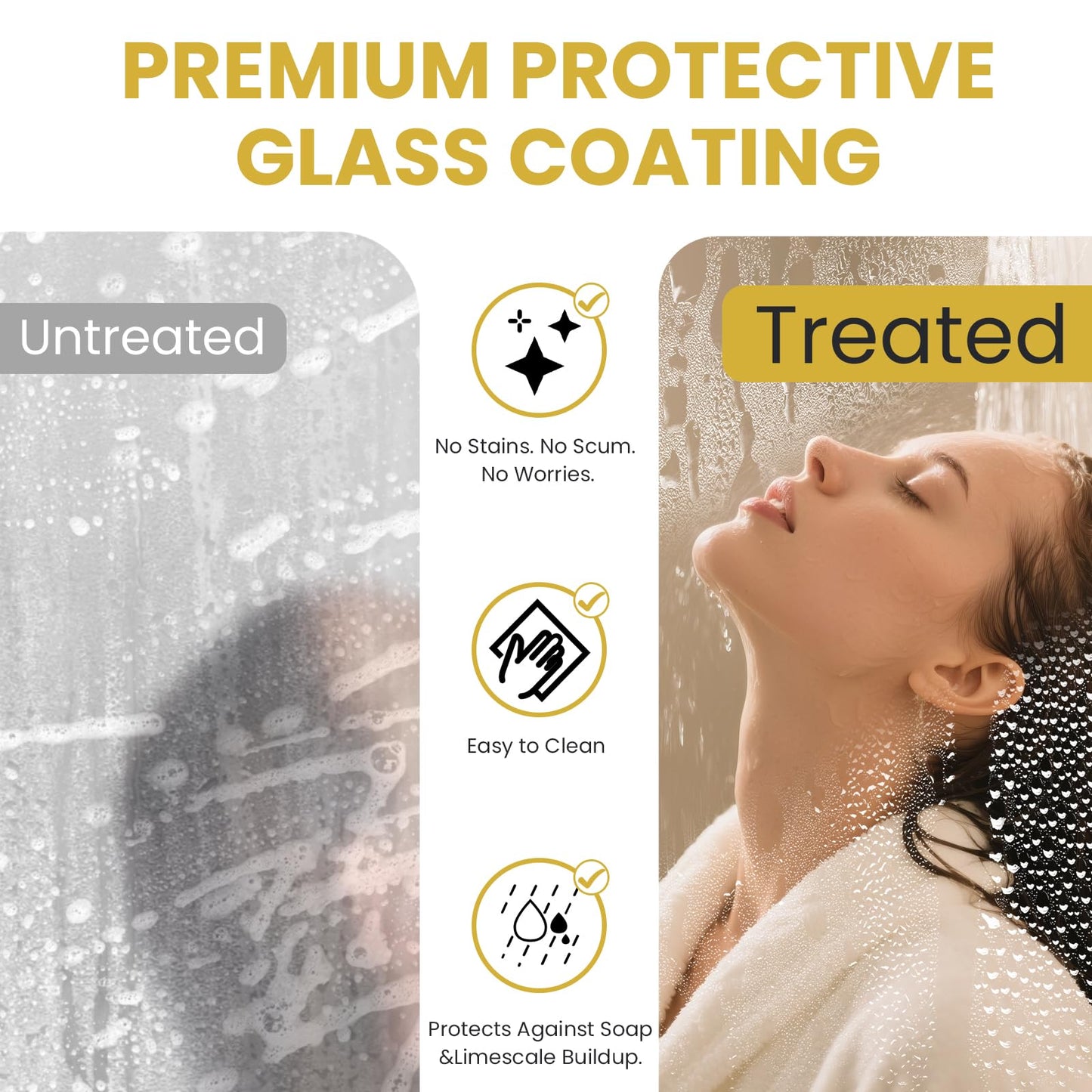 Frameless Shower Door Single Sliding 68-72 in W x76 in H, Bathroom Glss Shower Door with 3/8" Thick SGCC Tempered Glass, Soft-Close with Buffer Design, Reversible Installation, Chrome