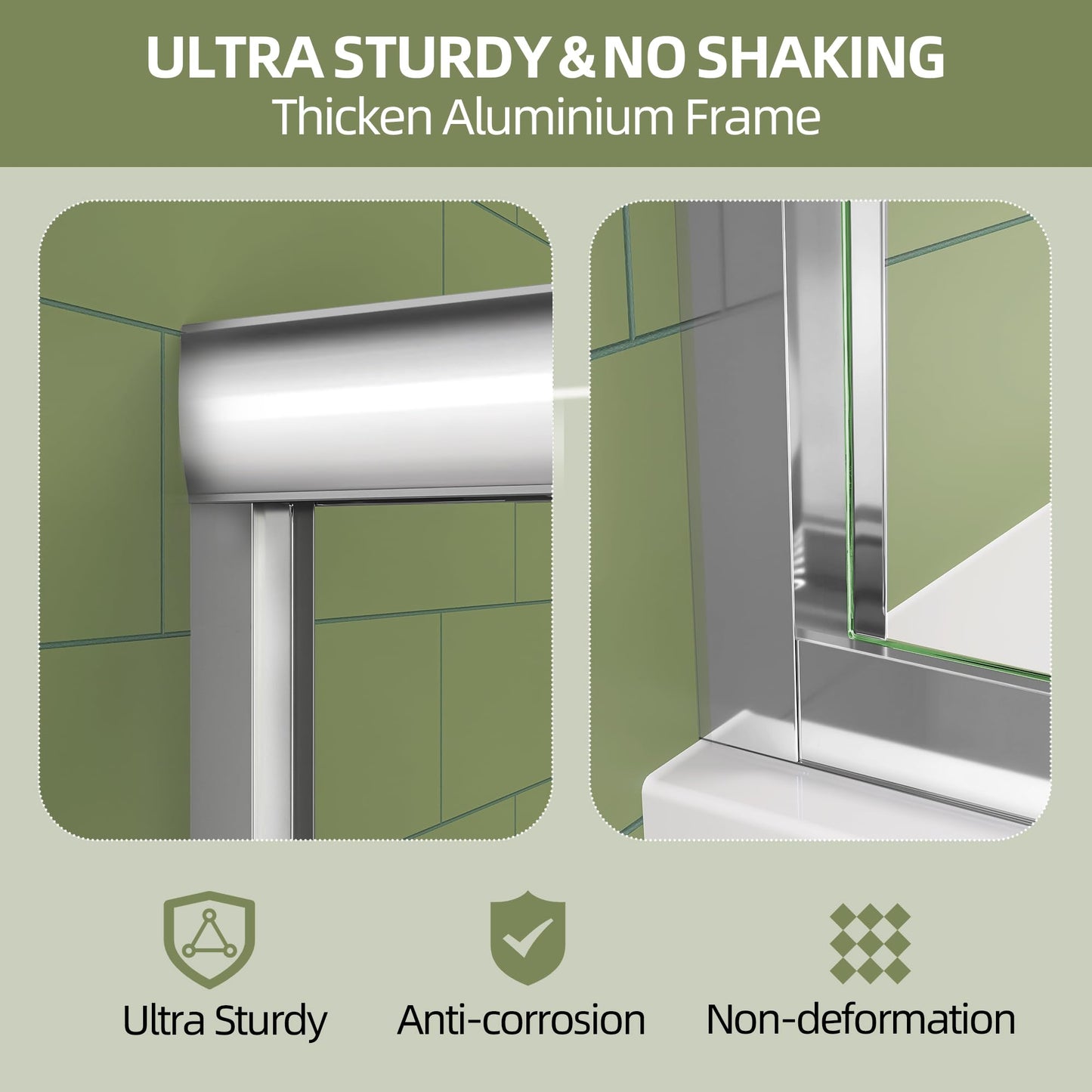 GETPRO Sliding Shower Door 44-48 in. W x 72 in. H Semi-Frameless Bypasss Double Sliding Glass Shower Doors,1/4 inch Clear Tempered Glass Door for Walk-in Shower Chrome