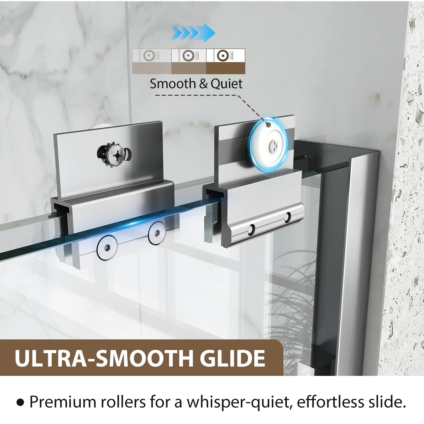 Double Sliding Shower Door 43-48" W x 72" H,Semi-Frameless Glass Shower Door with Nano Explosion-Proof Safety Film, 1/4"(6mm) Tempered Glass,Easy-Clean Bypass Walk-in Shower Door,Brushed Nickel