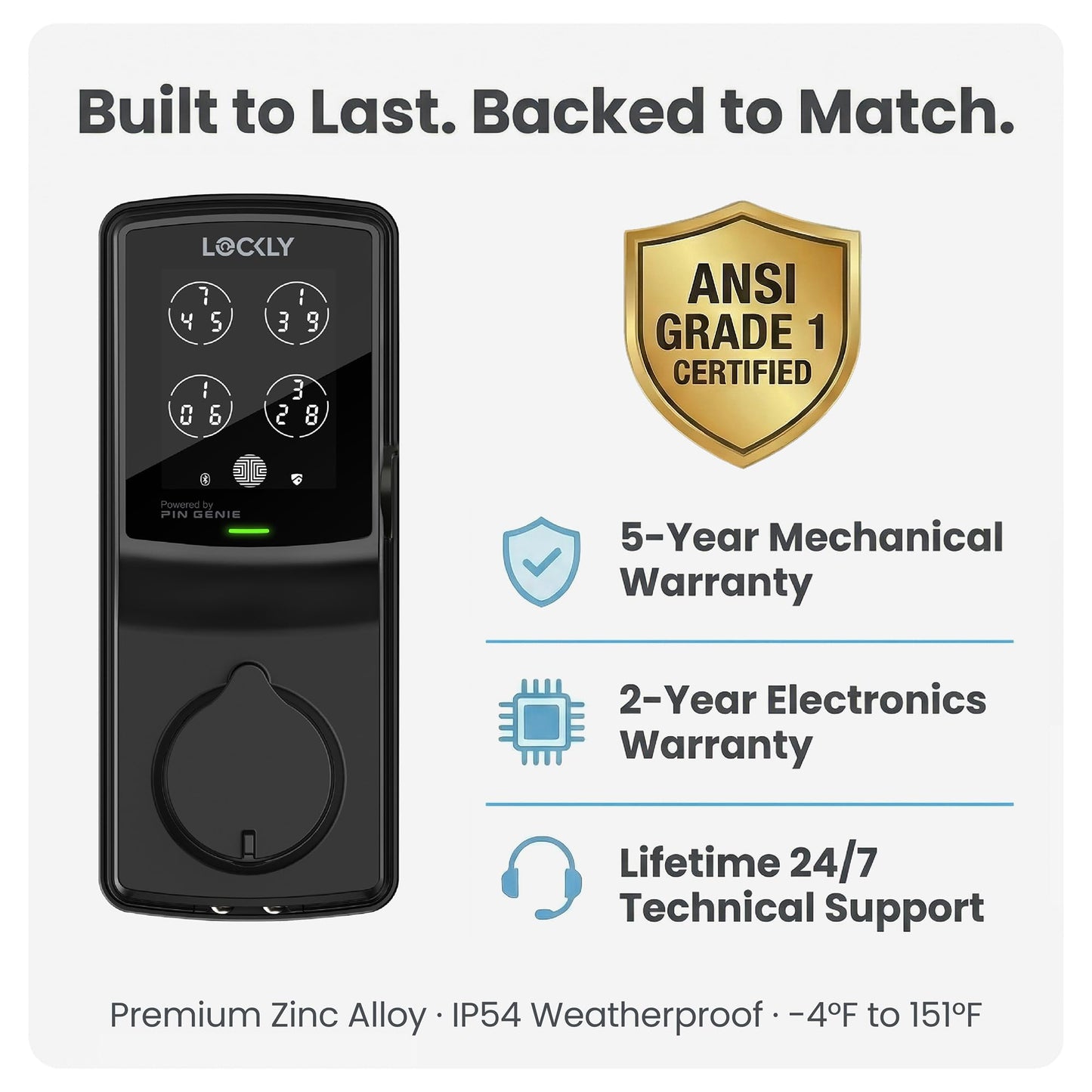 Lockly Secure Plus, Keyless Entry Door Lock, Smart Locks for Front Door, Smart Lock Deadbolt, PIN Genie® Keypad, 3D Biometric Fingerprint Sensor, Auto Lock Smart Door Lock