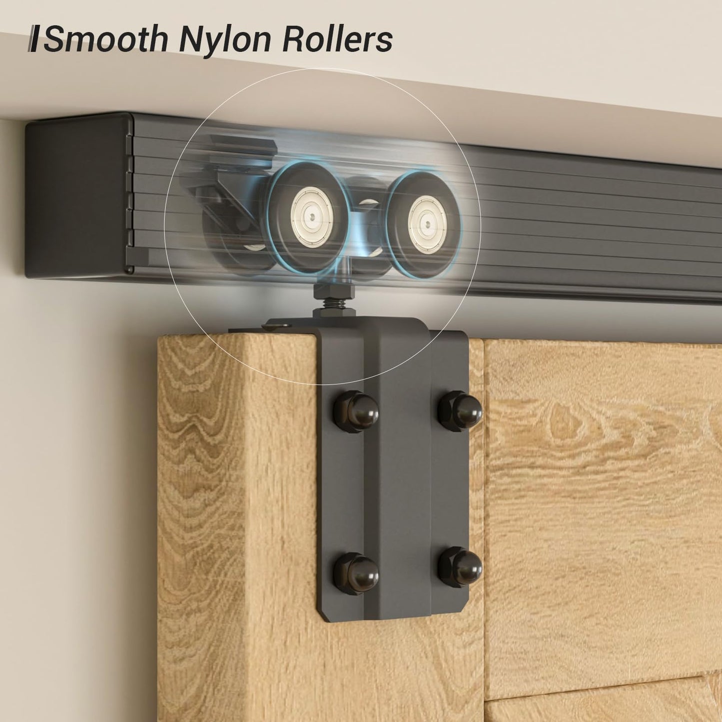 FLYVLIEG Heavy Duty Sliding Barn Door Track Kit, Ceiling Mount Box Rail Barn Door Hardware Kit for Single Door, Easy Install, 6.6FT(No Door)