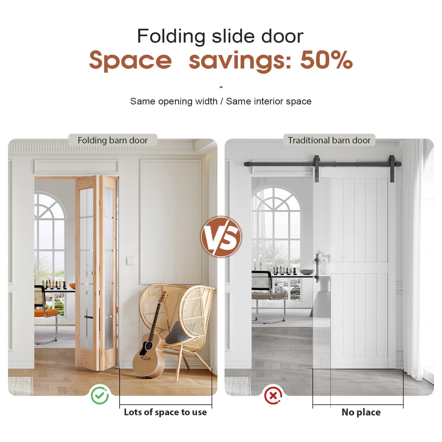 Preassembled Bi-Fold Doors, for 36 x 80 inch Opening,Tempered Frosted Glass Cross Transparent Folding Barn Door with Concealed Hardware Kit,Wood French Doors,Easy Installation