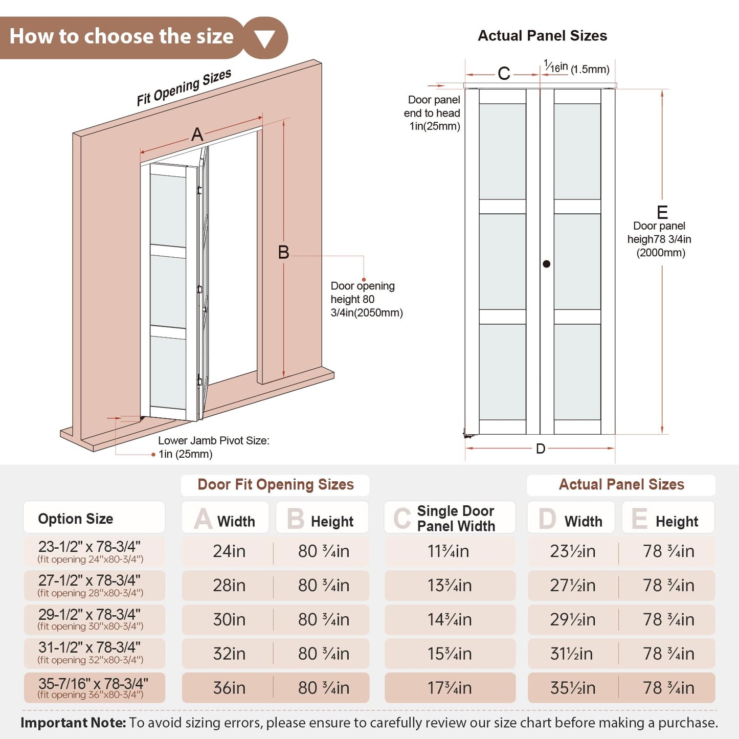 EaseLife Preassembled Bi-Fold Doors, for 28"x 80" Opening,Tempered Frosted Glass Closet Folding Barn Door with Concealed Hardware Kit,MDF Wood Panel,Water-Proof PVC Surface,Easy Installation