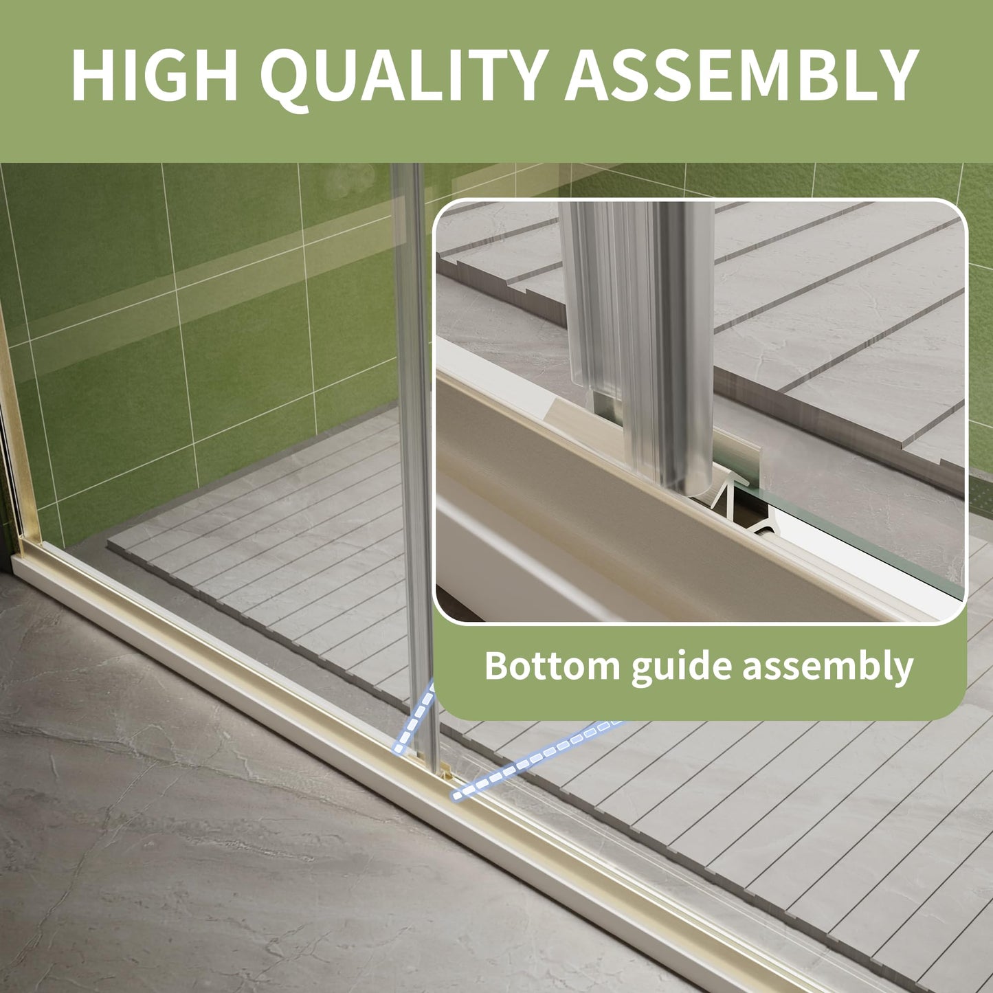 Comfystyle 44-48 in.W x70 in.H Semi-Frameless Sliding Shower Door,Sliding Shower Door with 1/4" (6mm) Clear SGCC Tempered Glass,Brushed Nickel Finish,Shower Doors can be Installed Left and Right