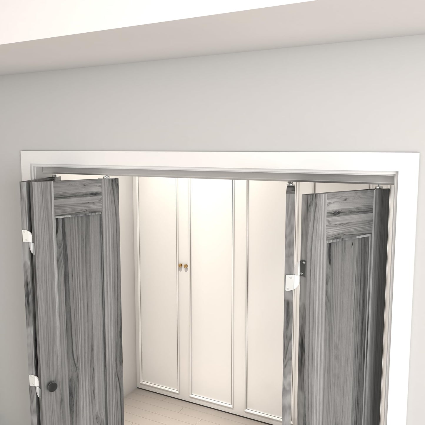 SongYung 60" Bifold Door Hardware Kit for 4 Doors,Aluminum Sliding Barn Door Hardware Top Mounted for Bathroom, Bedroom, Storeroom, Living Room