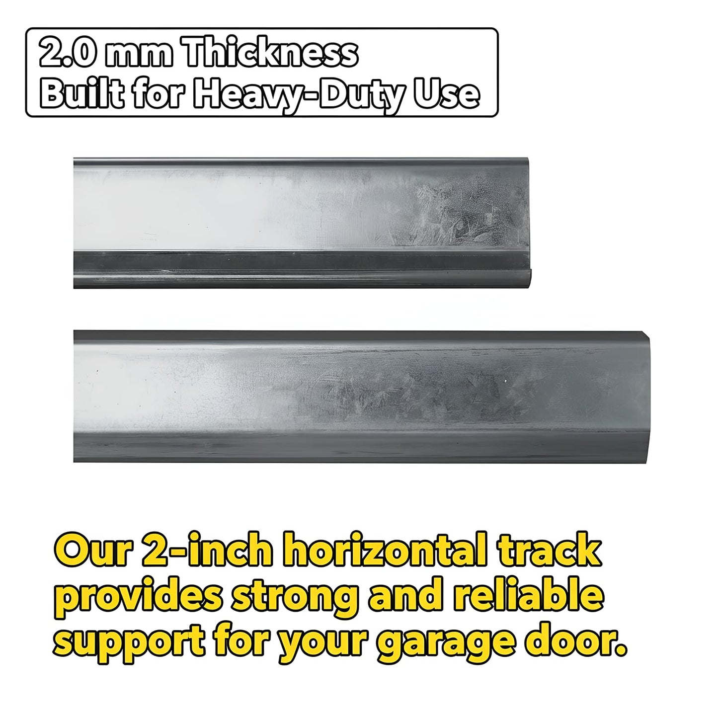 Mindoub (1-Pair) Heavy-Duty R12 Radius Curved Garage Door TrackRails, 2mm Steel Horizontal Tracks, for 7-Foot High Door 2-Inch RolleSystem,8.5 FT Total Length Residential & Commercial Replacement