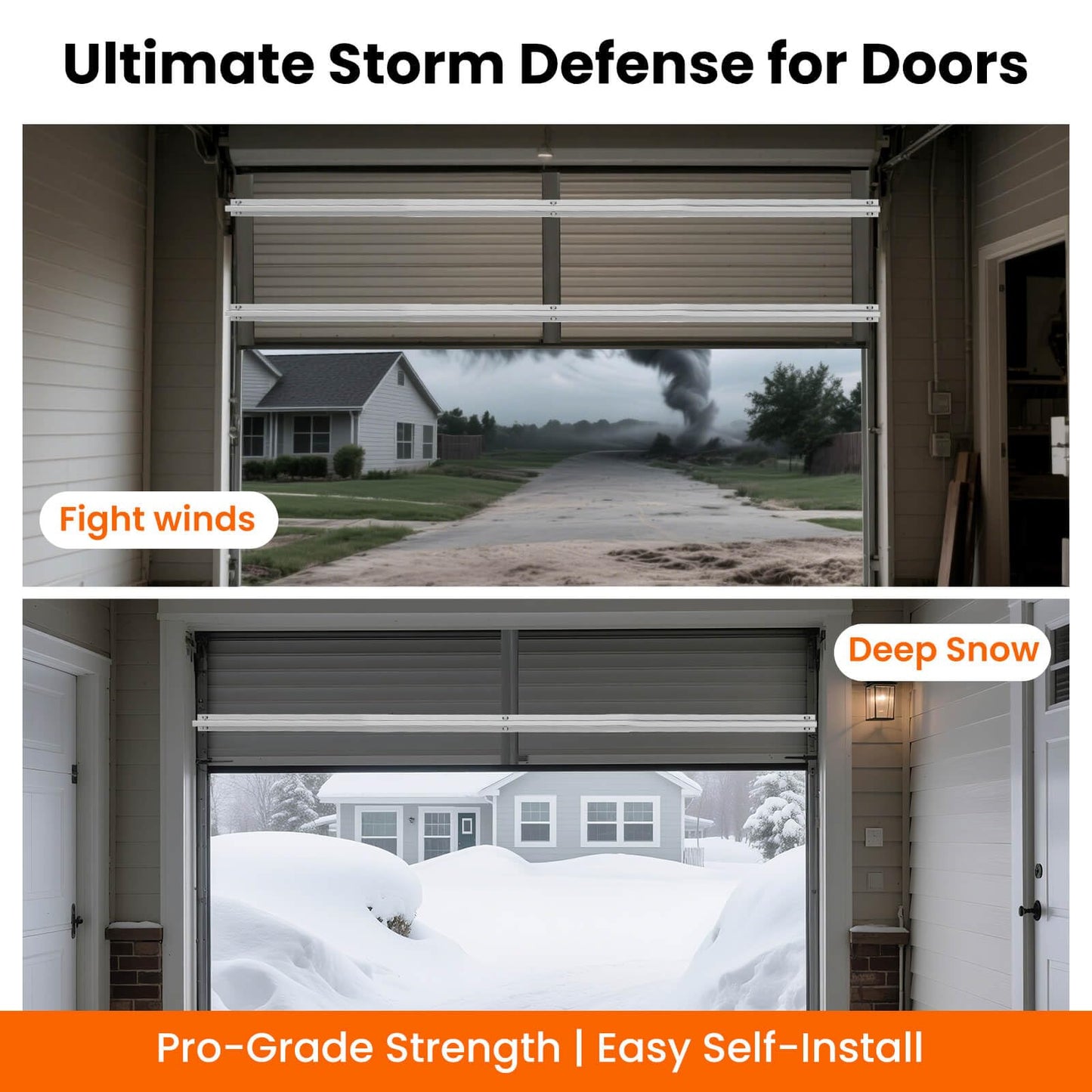 16FT Garage Door Reinforcement Strut Kit, Professional 18-Gauge Steel - 1.2M Long Segments for Maximum Rigidity, Hurricane & Snow Proof, Fits 16ft Double Garage Doors, 56x Self-Drilling Screws