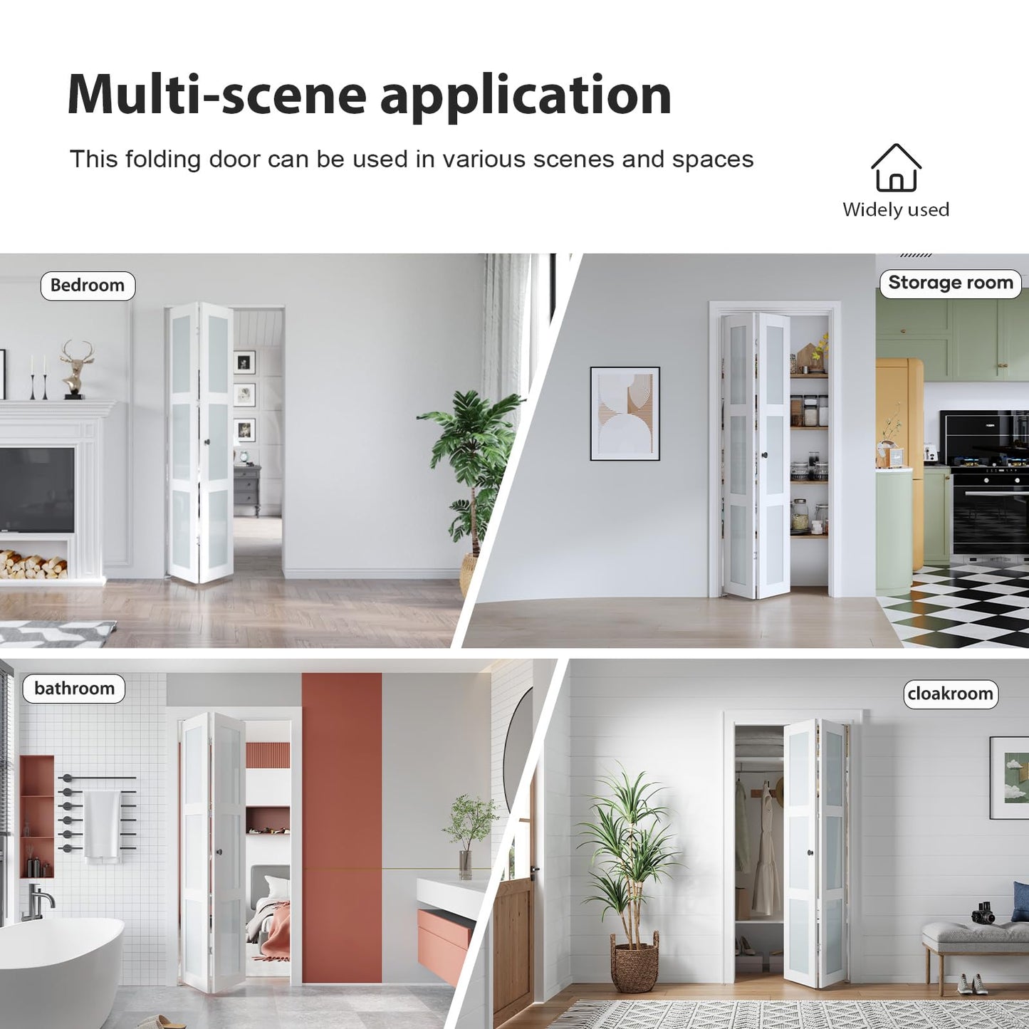 EaseLife Preassembled Bi-Fold Doors, for 30"x 80" Opening,Tempered Frosted Glass Closet Folding Barn Door with Concealed Hardware Kit,MDF Wood Panel,Water-Proof PVC Surface,Easy Installation