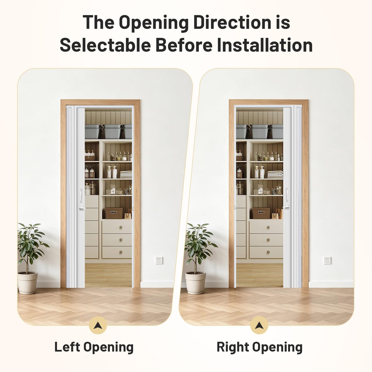 CCBOYSHARDWARE 38X80in Accordion Door Interior with Frosted Acrylic, PVC Folding Door with Lock & Handle, Double Magnetic Sliding Door for Closet, Pantry& Room Divider,Easy to Clean,Trimmable