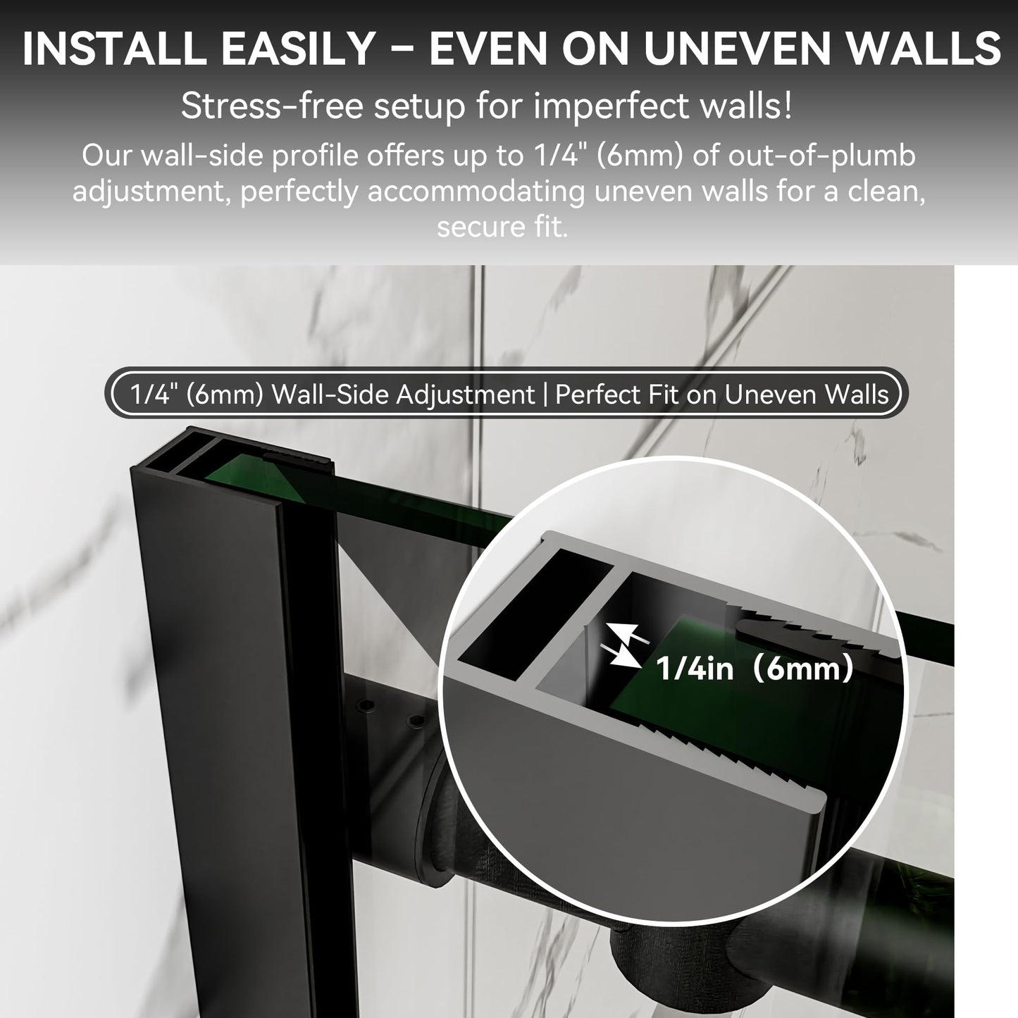 44-48" W x 32" D x 72" H Frameless Shower Enclosure, Sliding Corner Shower Door with 5/16" (8mm) SGCC Certified Clear Tempered Glass, Stainless Handle, Matte Black Finish (Shower Base Not Included)