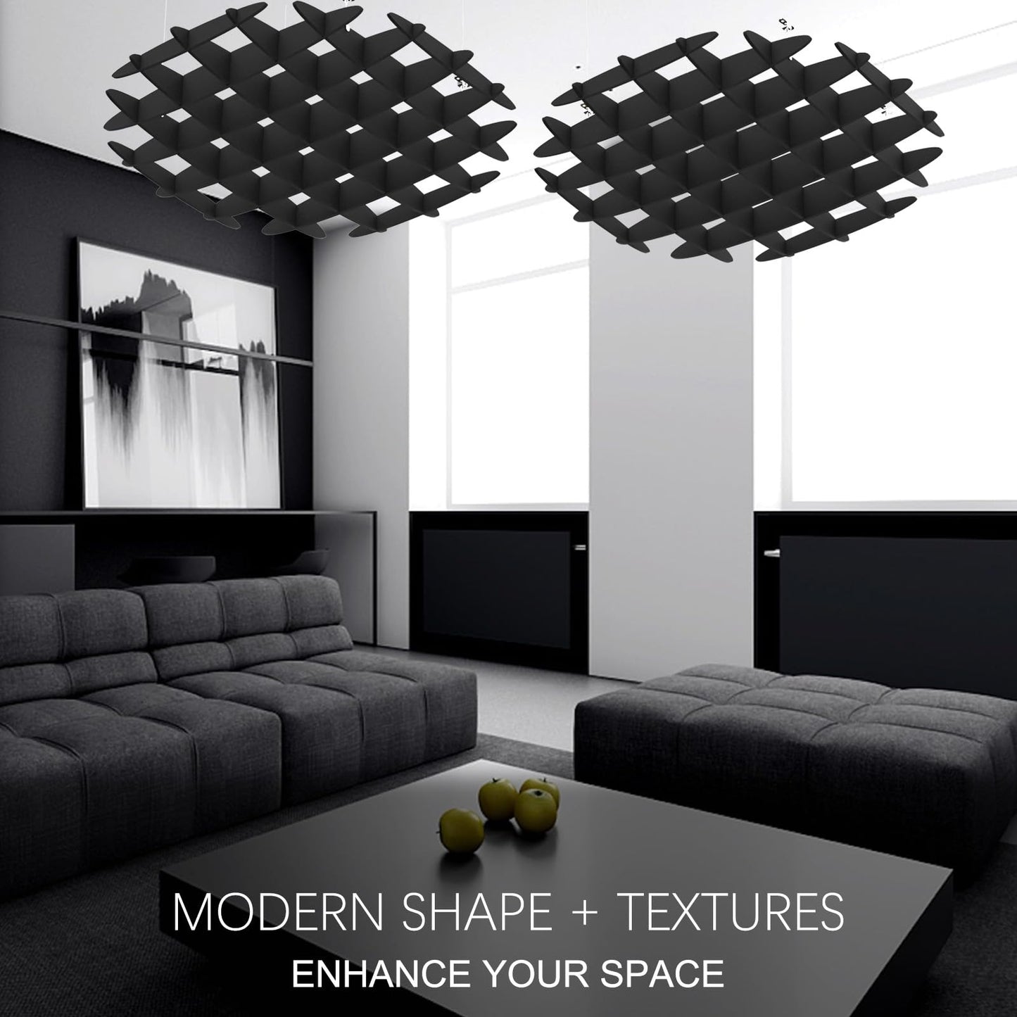 Acoustic Ceiling Panels, Sound Absorbing Panels Noise Reduction Acoustic Treatment for Office, Musice Studio, Home, Classroom (Hexagon, Black)