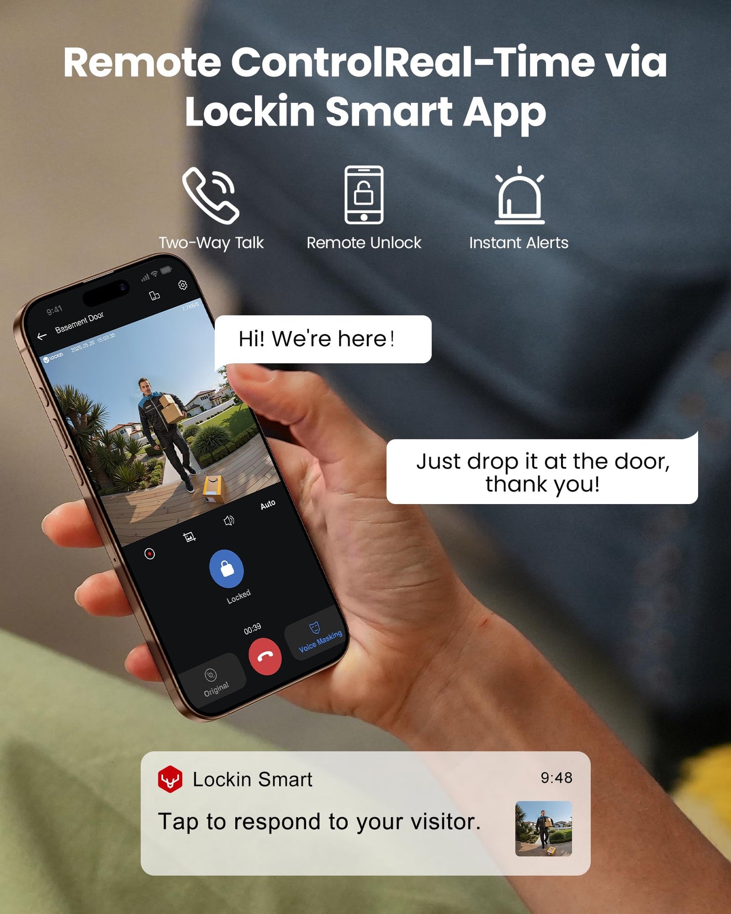 Lockin Veno Plus Video Smart Lock with Camera 2K 180°, Keyless Entry Door Lock for Front Door, Palm Vein & Fingerprint Biometric Access, Built-in Wi-Fi, 8GB Storage, No Monthly Fees