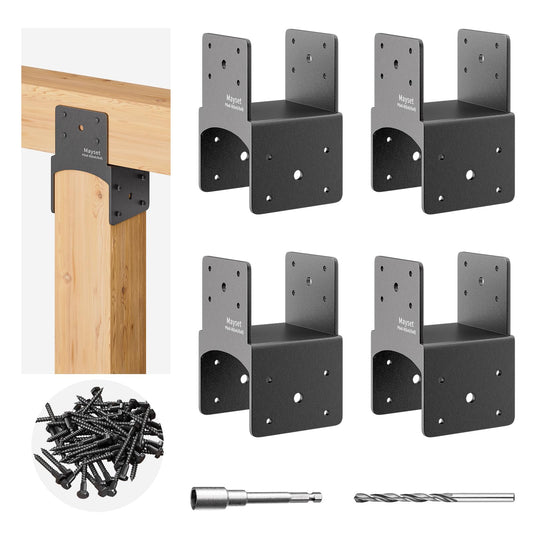 Post Anchor Connector,Stainless Steel Beam Anchor Connector, Post Base Bracket for Supporting Wood Beams,Post to Beam (4Pack, P6x6-B(6x6/6x8))