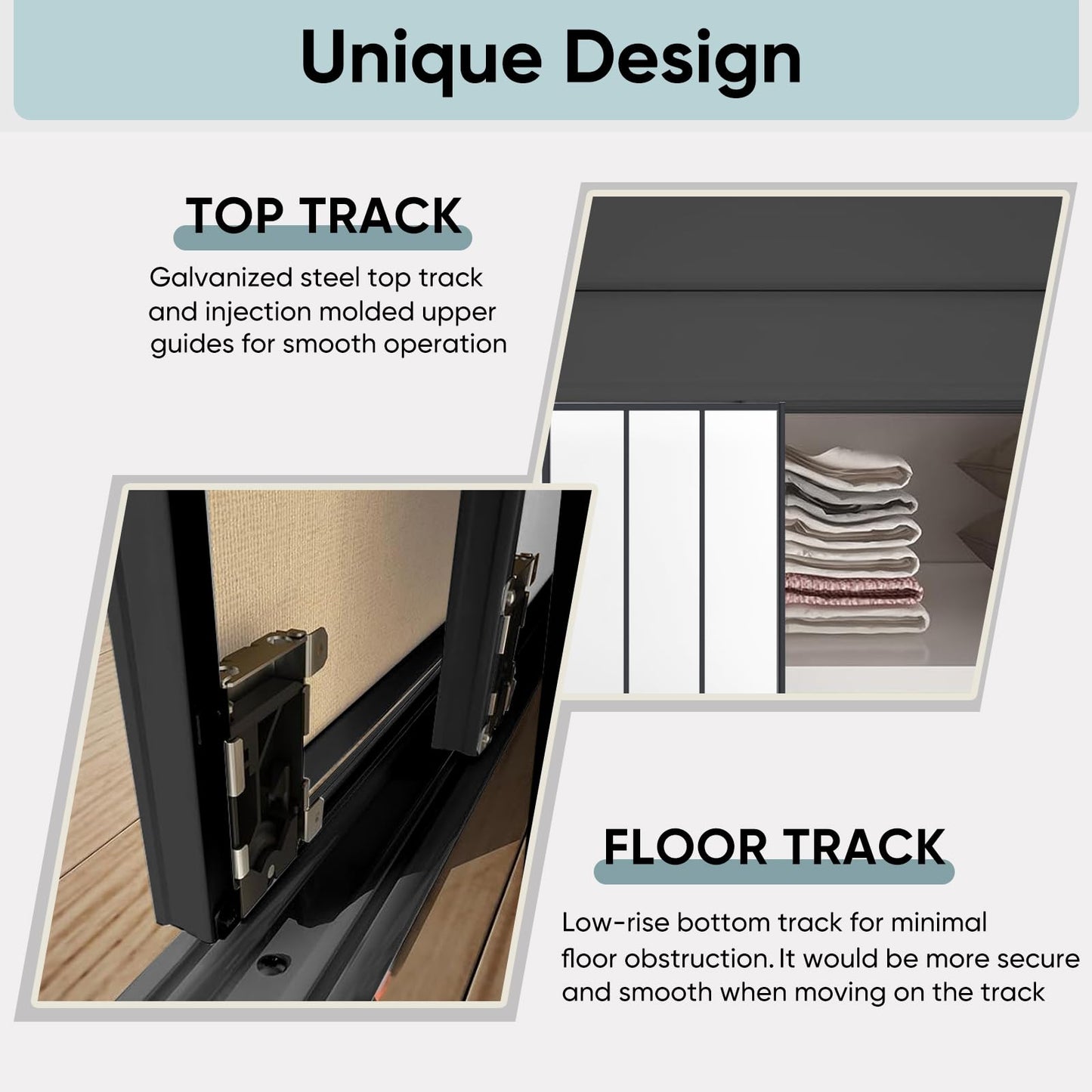 JUBEST Sliding Closet Door 60 x 80", Black Farmhouse Sliding Door with Top & Bottom Track Kits, Preassembled Frosted Glass Bypass Closet Door, Easy to Install