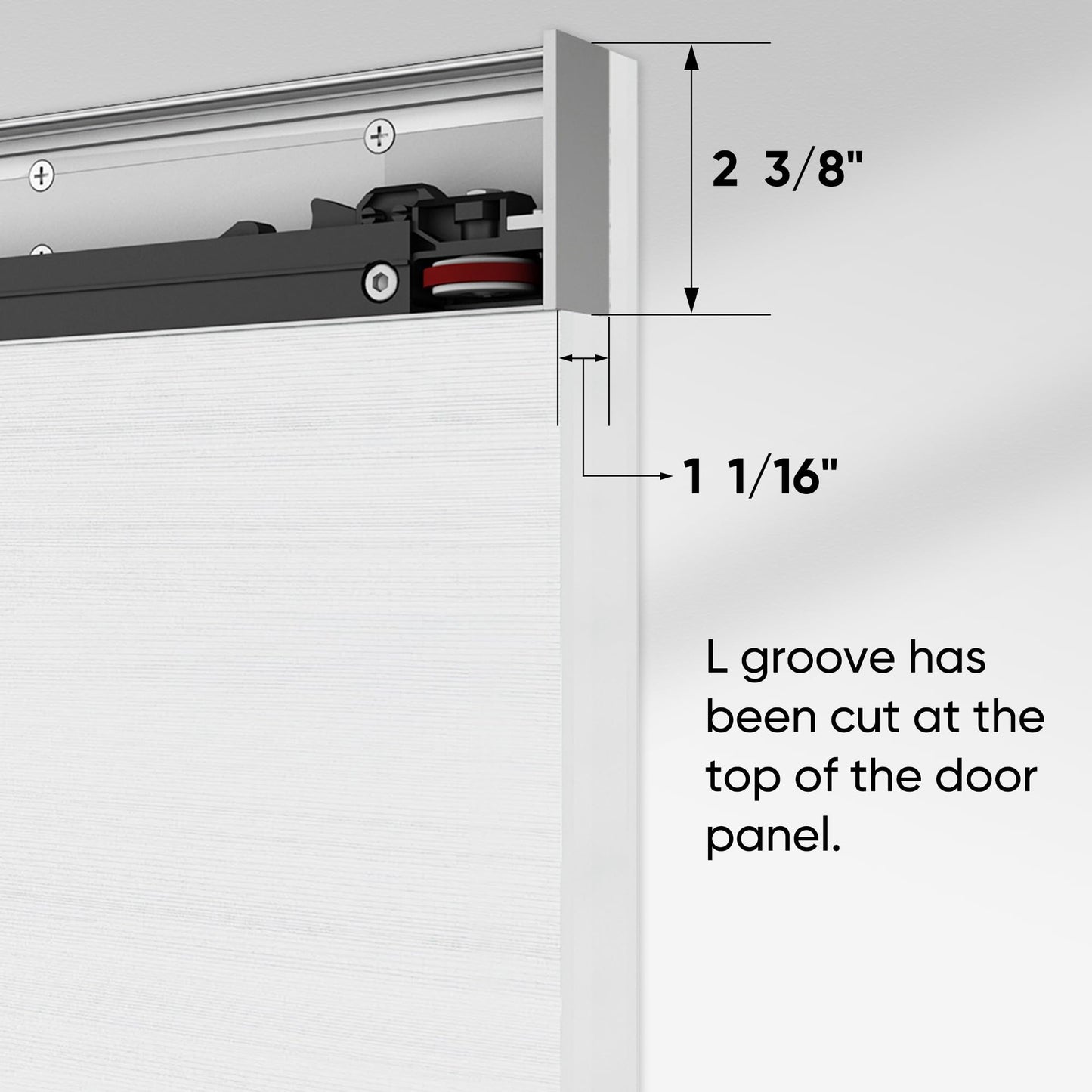 JUBEST 32"x86" Concealed Sliding Barn Door with Horizontal Groove and Soft Close Hardware Kit, White Flush Hidden Door for Opening 24"-28"x84", Waterproof and Smooth Sliding, for Interior Using