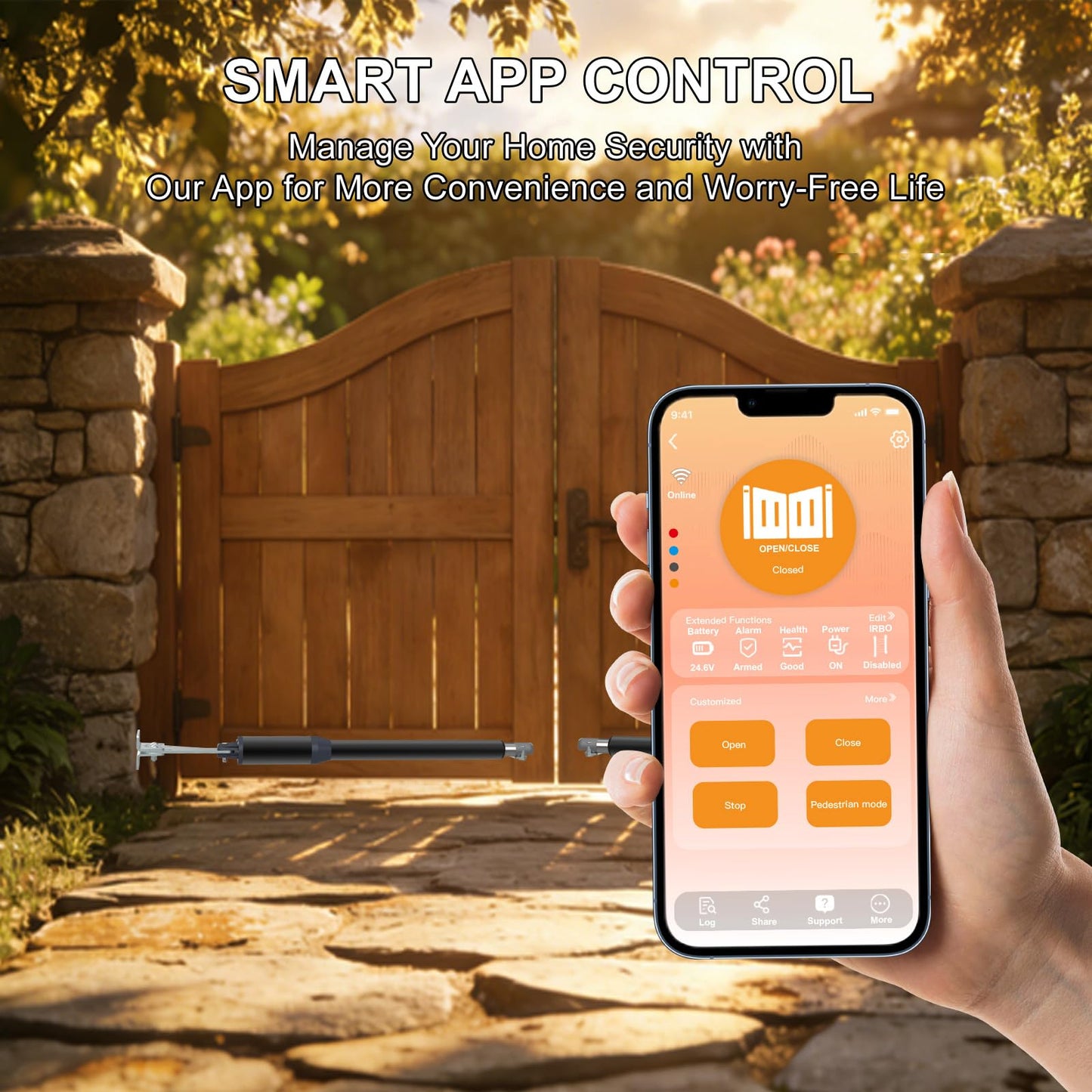 Gyxel C01-L Smart Automatic Gate Openers Kit, App Compatible Dual Swing Gate Opener-Up to 14ft Long or 440lb Per Arm, Electric Gate Opener for Driveway Dual Swing Gate with Gate Remote and More