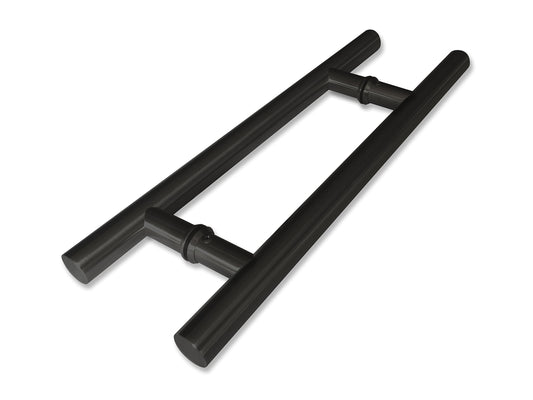 NHN Modern & Contemporary Double-Sided Ladder Style Push-Pull Stainless Door Handle for Steel, Aluminum and Glass Doors, Brushed Stainless Steel Finish (18 inch, Matte Black)