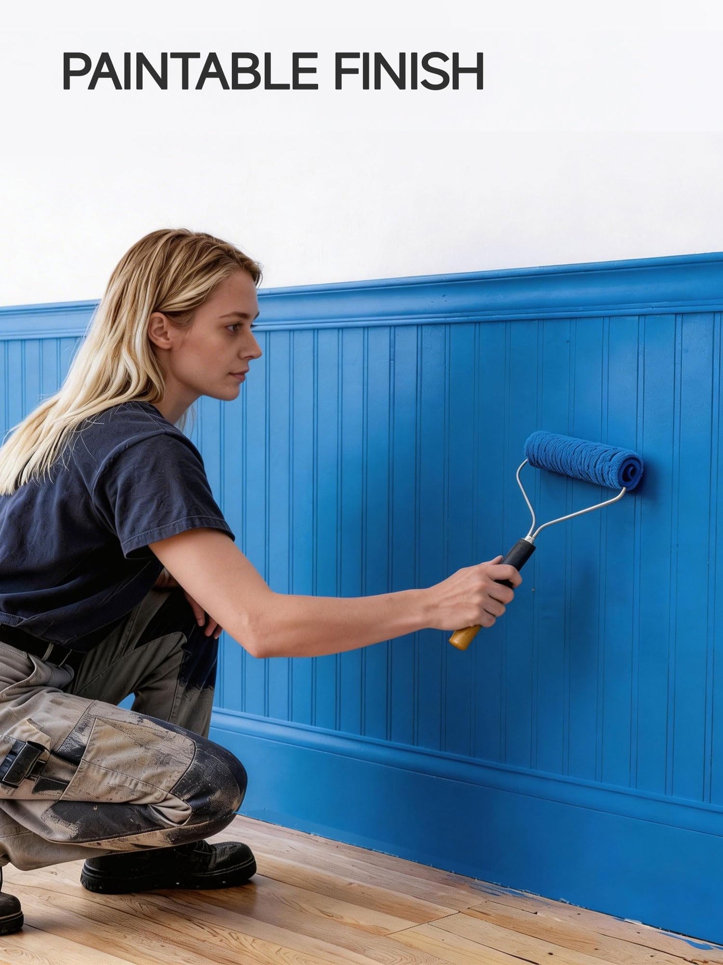 Upick Wainscoting Panels Beadboard, Paintable PS Wall Paneling for Accent Wall 116" x 39"