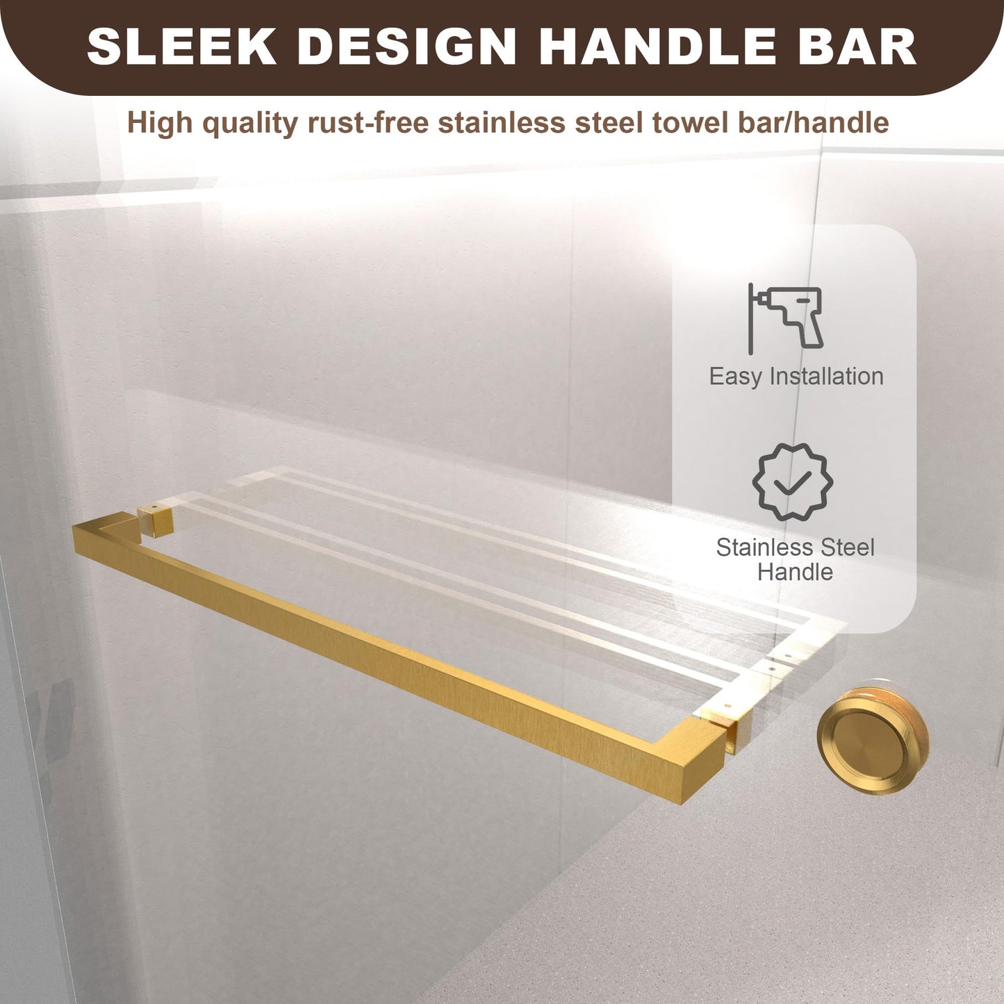 UKD01 46 to 49 in. W x 80 in. H Double Sliding Frameless Shower Doors - Stainless Steel 3/8" (10mm) Certified Tempered Glass 49x80-SB