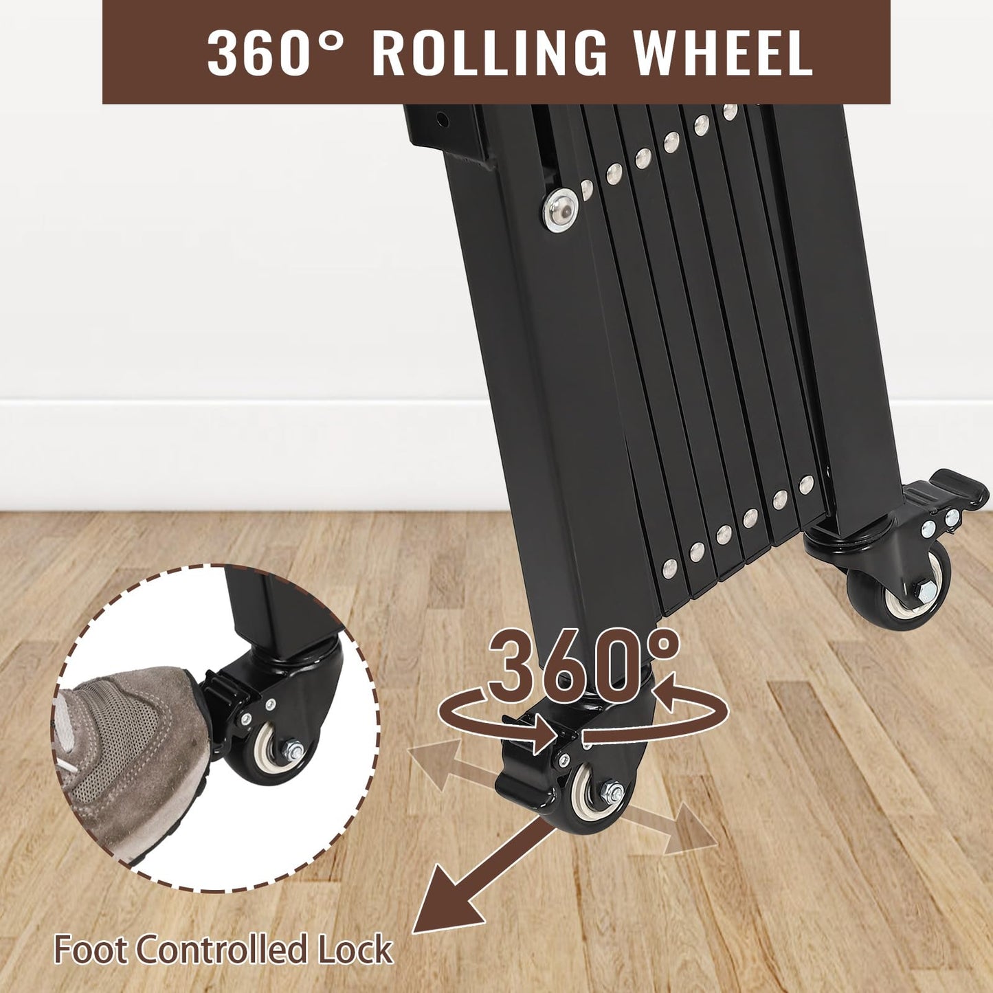 GarveeTech Single Folding Security Door, 85 in H x 95 in W Portable Flexible Expandable Fence Gate, Steel Accordion Security Gate with 360°Rolling Wheel - Ideal for Courtyards, Garages, Gardens