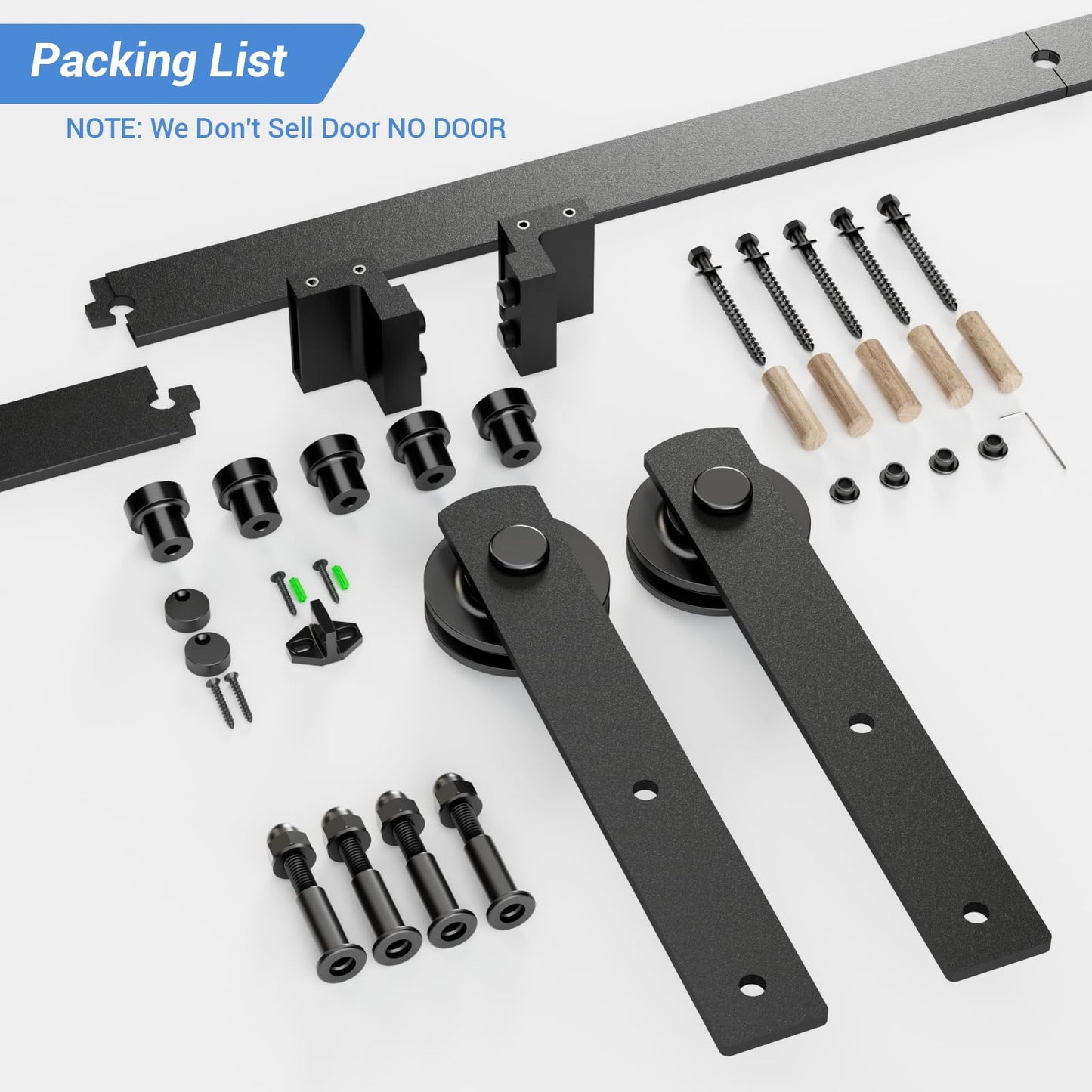 CCJH 6.6FT Heavy Duty Sturdy Sliding Barn Door Hardware Kit -Smoothly and Quietly -Easy to Install Fit 36"-40 Wide Door Panel