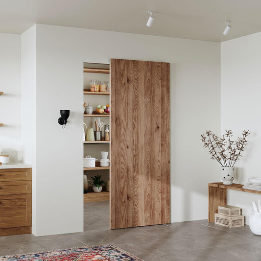 34" Concealed Sliding Barn Door Hardware Kit with Soft Close Mechanism for 26in Passage Opening, Hidden Sliding Door Hardware, Wall Mount for Interior Wooden Door (NO Door)