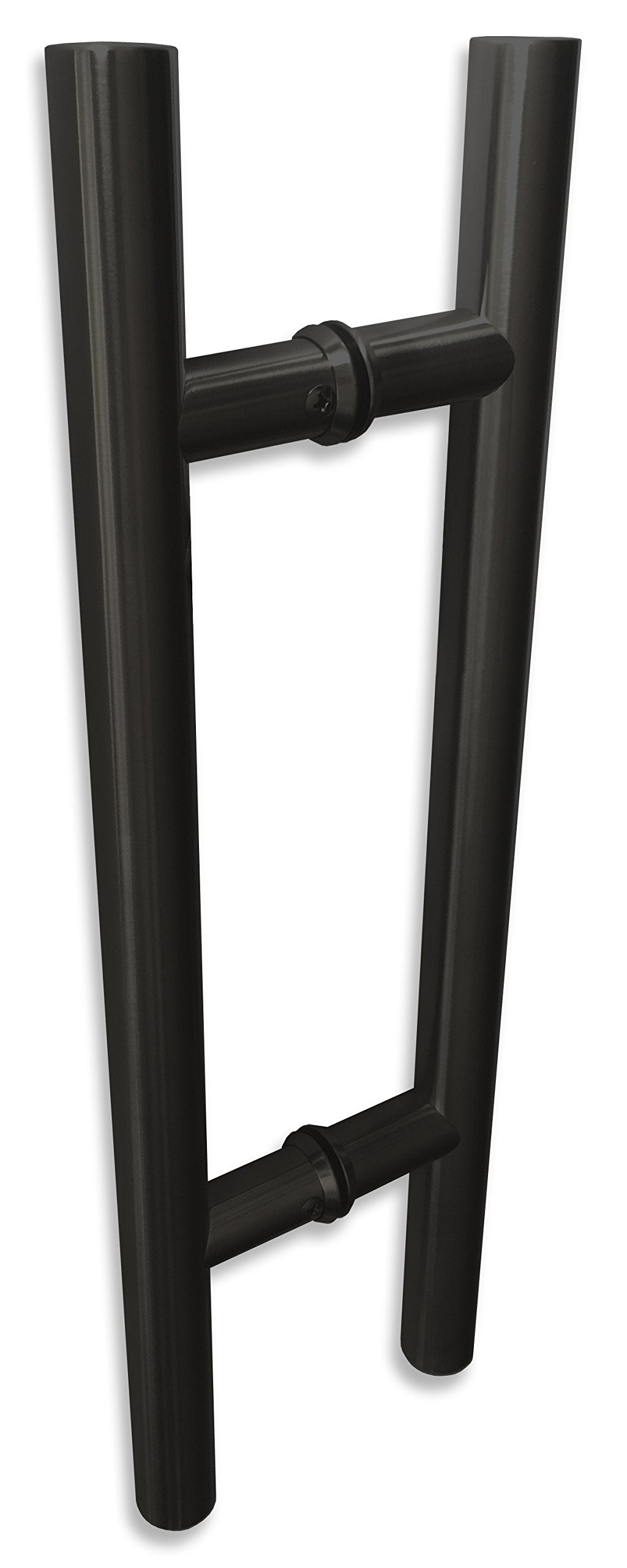 NHN Modern & Contemporary Double-Sided Ladder Style Push-Pull Stainless Door Handle for Steel, Aluminum and Glass Doors, Brushed Stainless Steel Finish (18 inch, Matte Black)