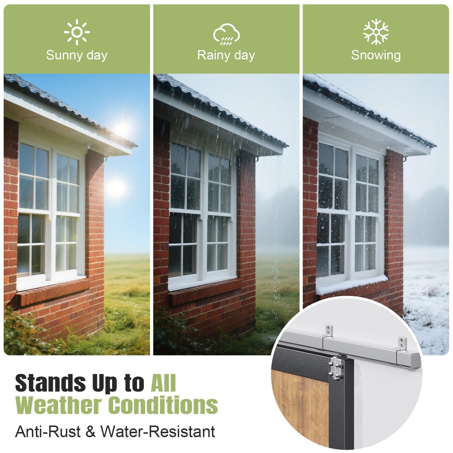 Easelife 16FT Exterior Sliding Barn Door Hardware Kit, Box Rail Track, 450lb Capacity, Sliver Weather-Resistant Steel, Wall Mount System for Outdoor Use, Fit Double 48in Door
